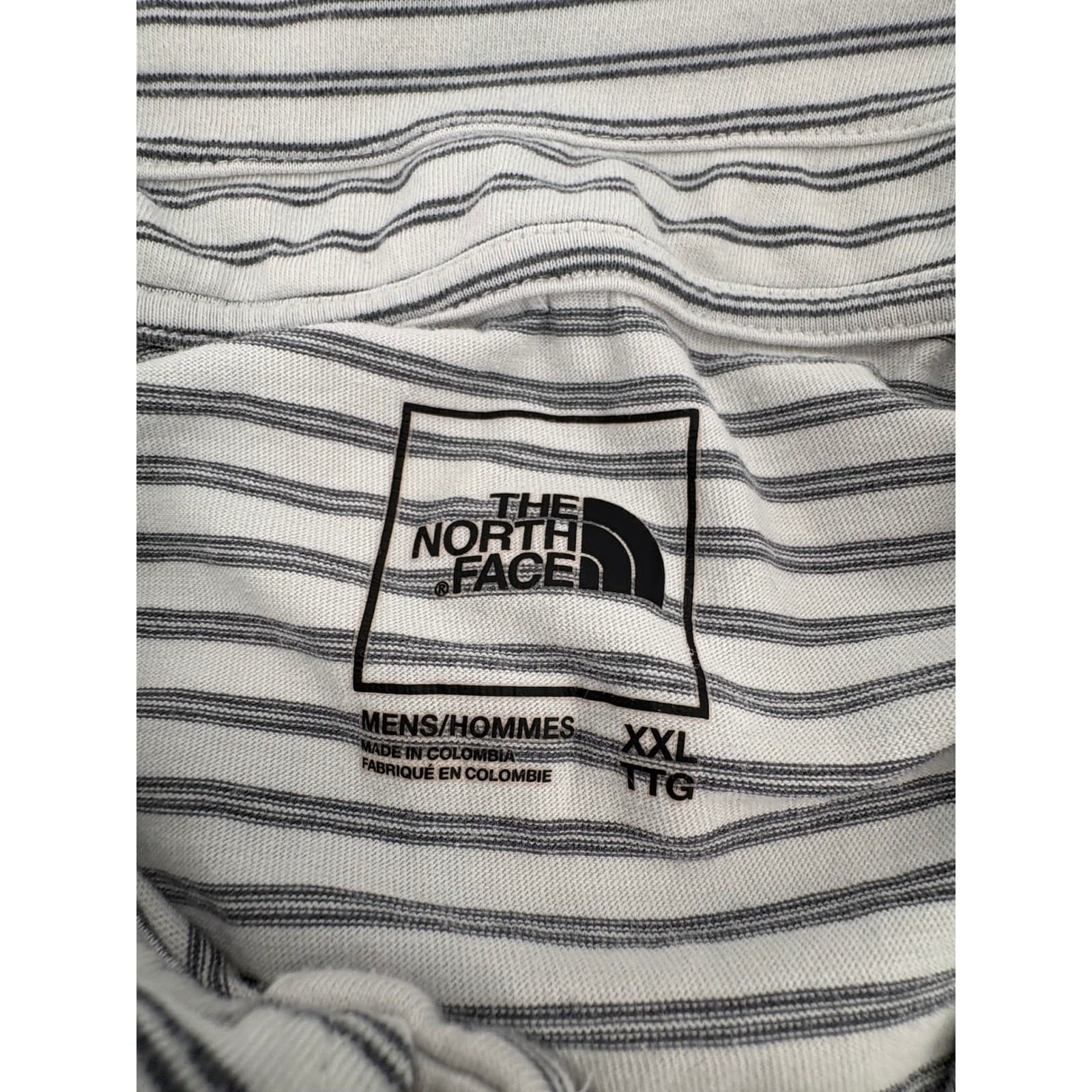 The North Face Polo Mens XXL Polo White Gray Striped NF0A7ZVY Short Sleeve - Thumbnail 2