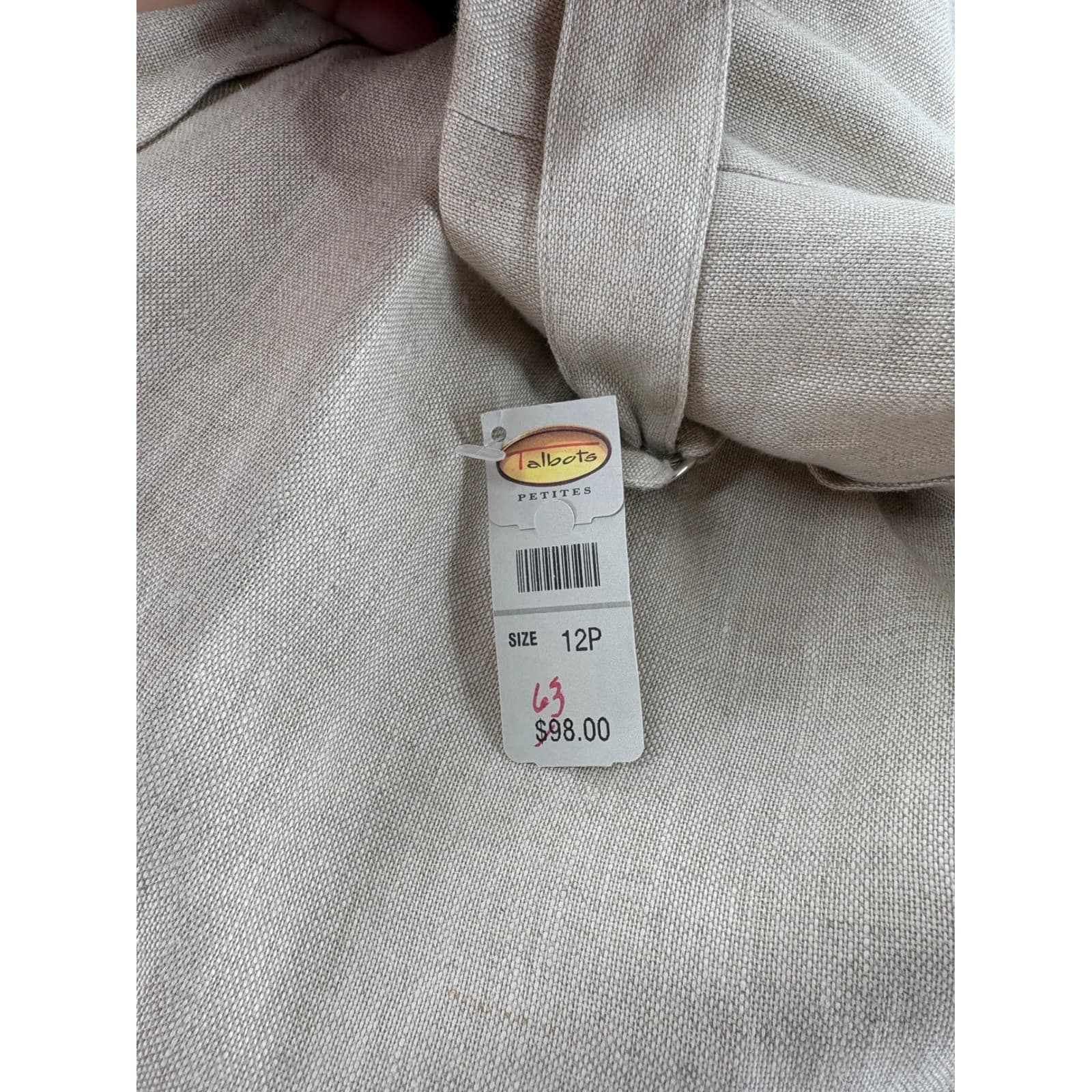 Talbots Irish Linen Womens 12P Pants Beige Trousers Side Buckle NWT - Thumbnail 5