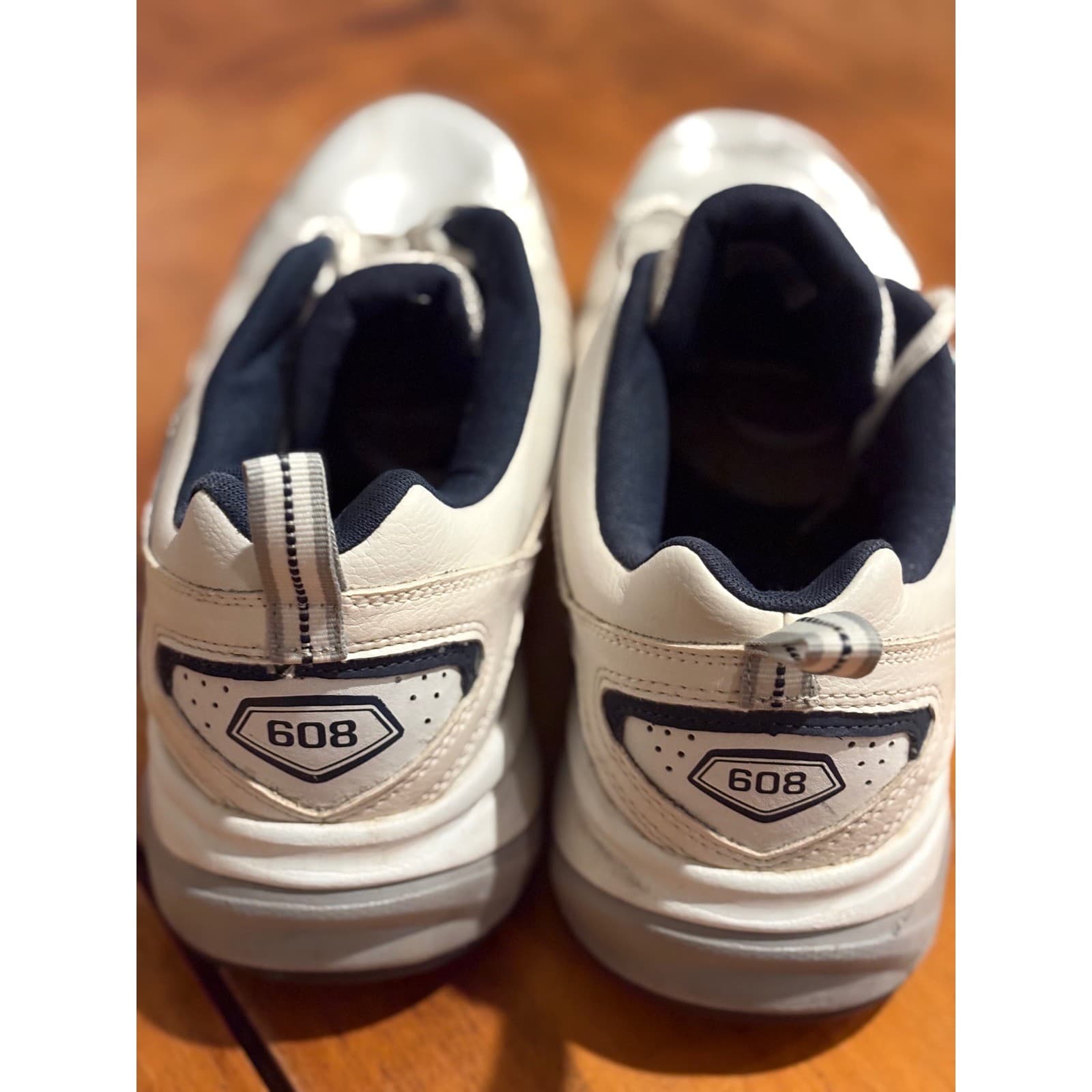 New Balance 608v4 Mens Size 12 Training Shoes White Navy Leather MX608V4W - Thumbnail 3