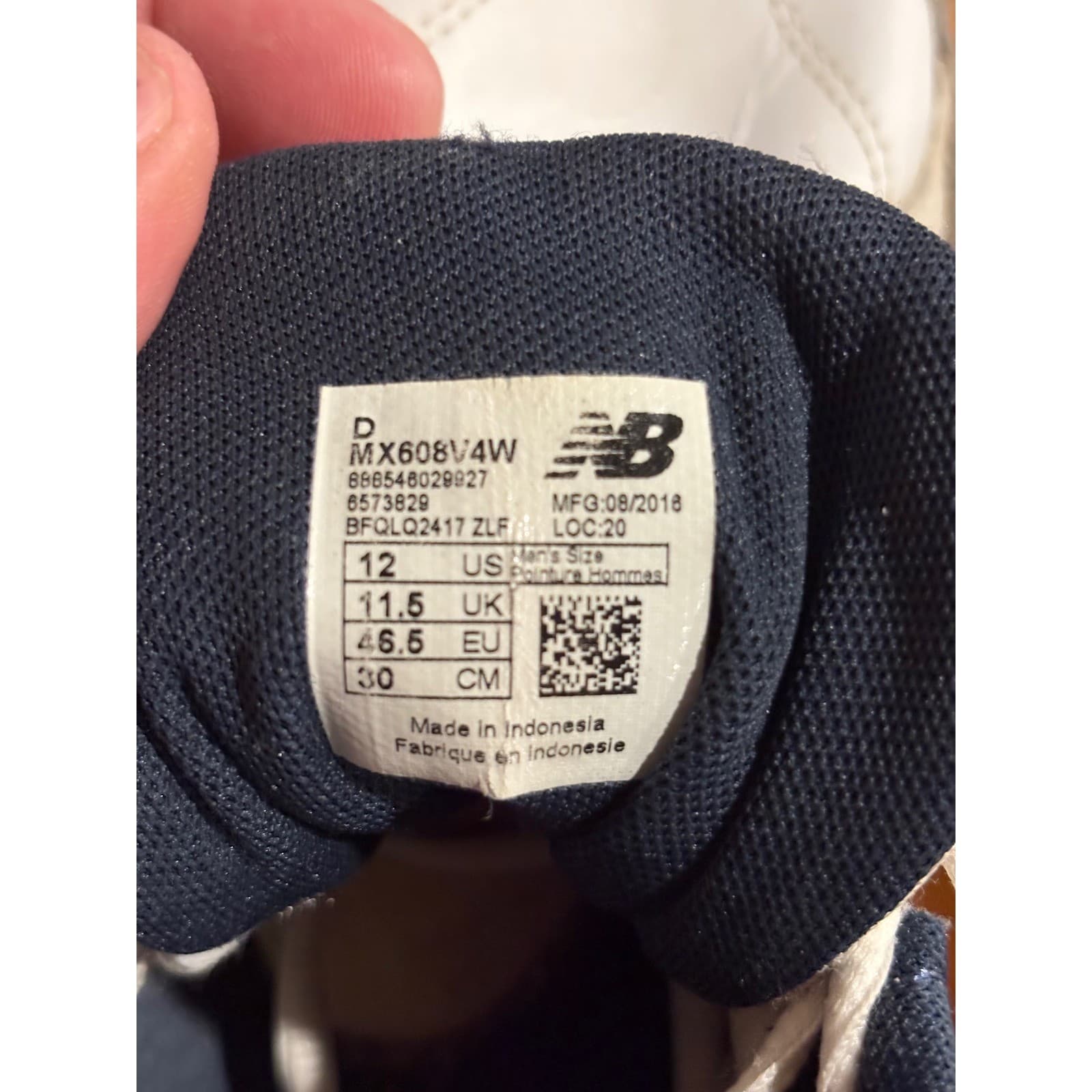 New Balance 608v4 Mens Size 12 Training Shoes White Navy Leather MX608V4W - Thumbnail 4