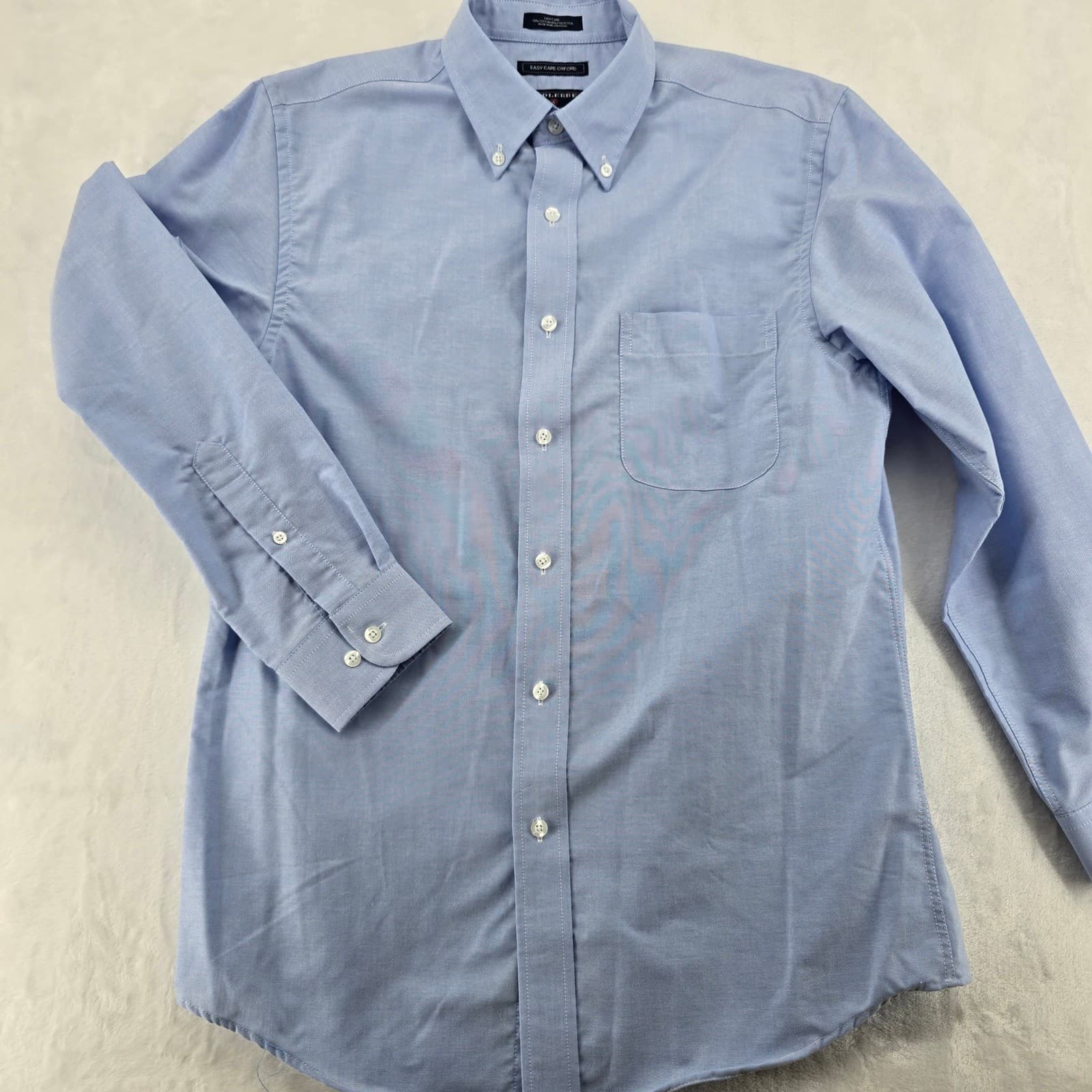 Saddlebred Shirt Mens 15.5 32/33 Button Down Blue Easy Care Oxford Long Sleeve