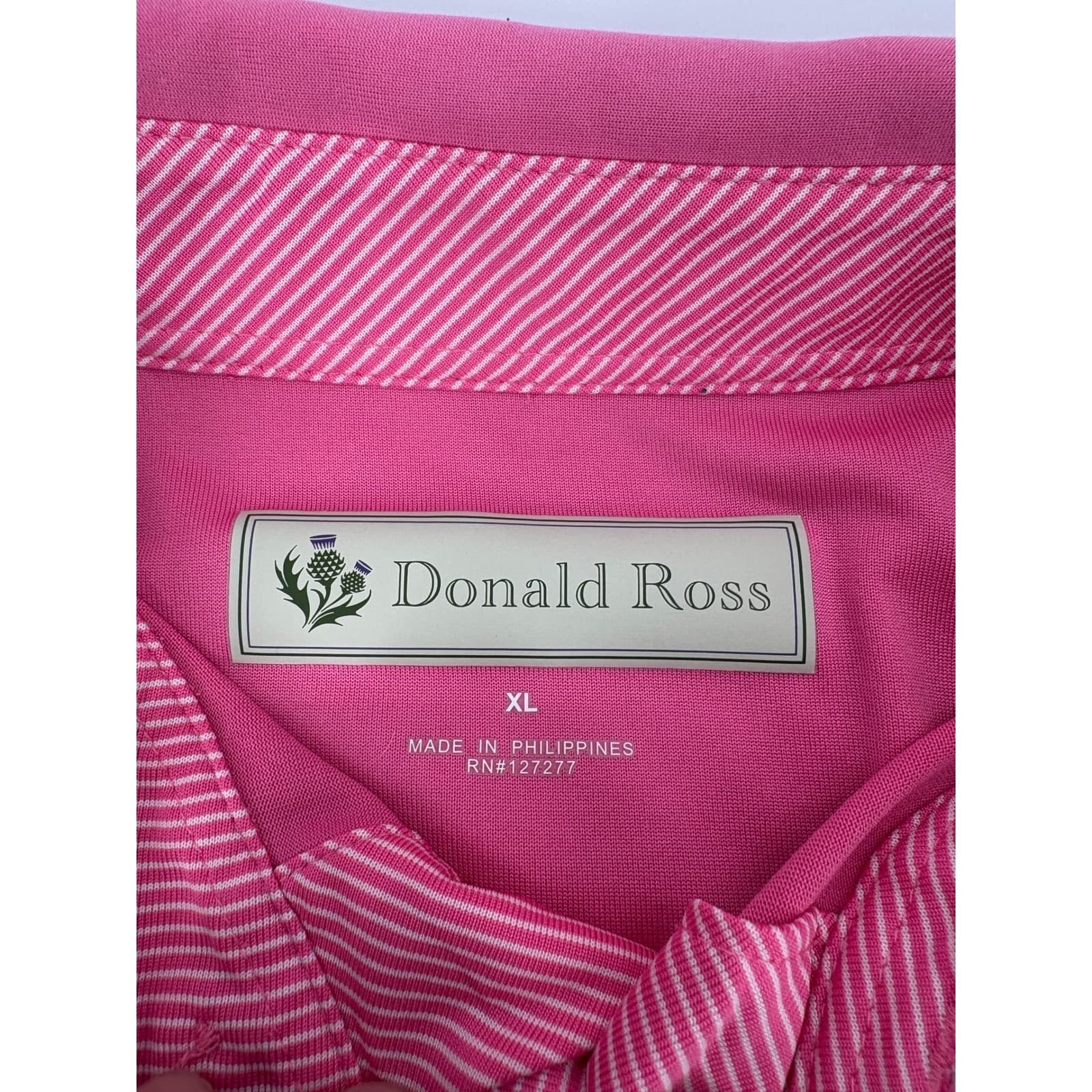 Donald Ross Polo Shirt Mens XL Polo Pink Performance Golf Fox Logo Short Sleeve - Thumbnail 2