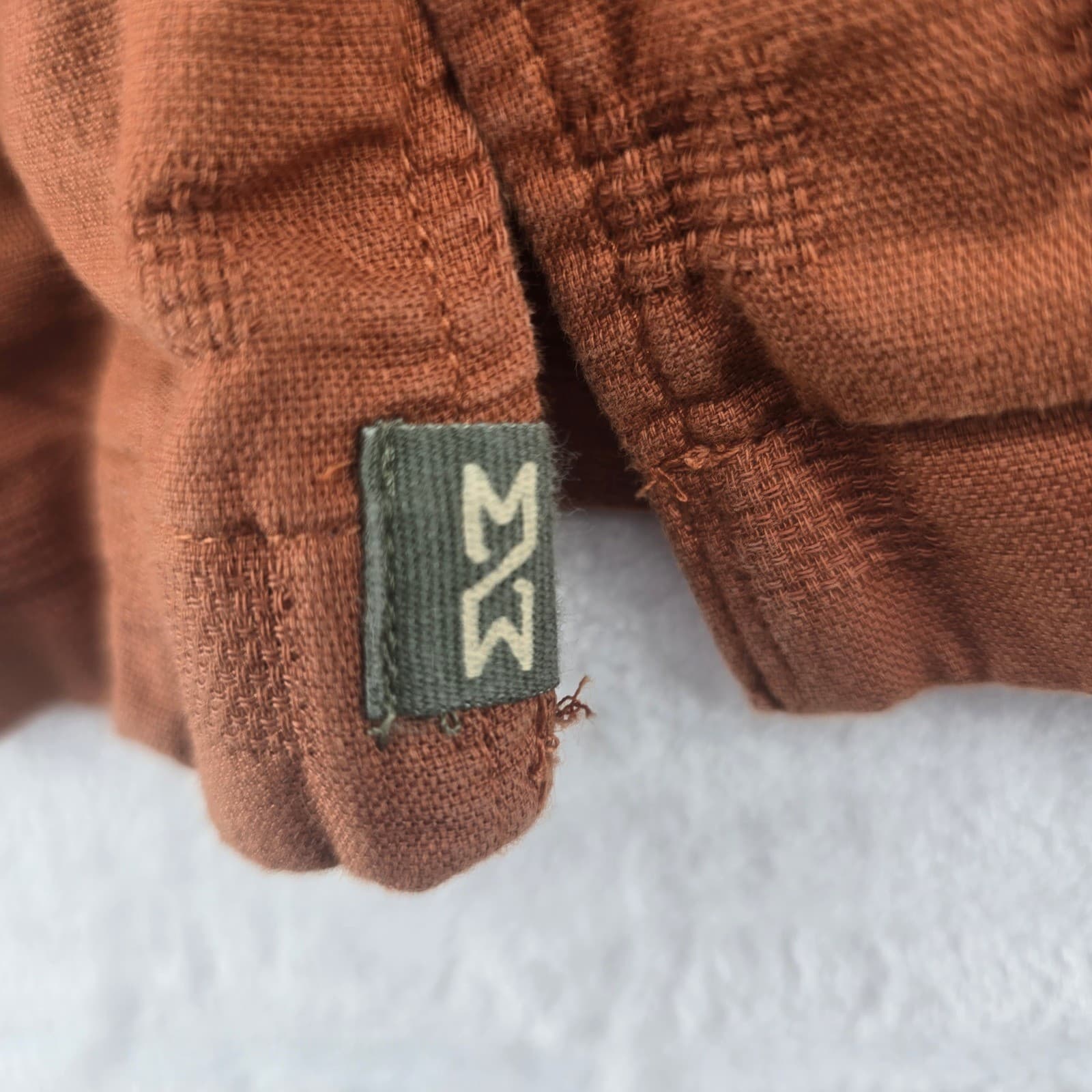 Mutual Weave Shirt Mens S Button Down Brown Short Sleeve Textured Cotton 6905 - Thumbnail 4