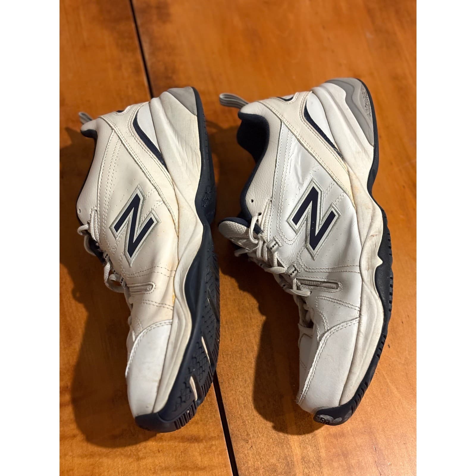 New Balance 608v4 Mens Size 12 Training Shoes White Navy Leather MX608V4W - Thumbnail 7