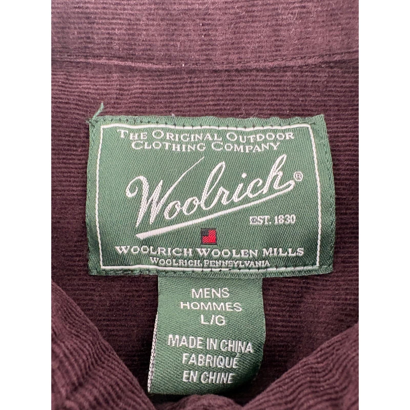 Woolrich Corduroy Shirt Mens Large L Button Down Brown Long Sleeve Cotton 22998 - Thumbnail 4