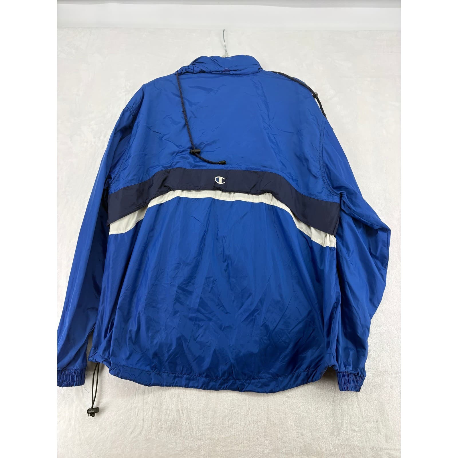 Champion Windbreaker Mens Large Jacket Blue Quarter Zip Anorak Colorblock - Thumbnail 8