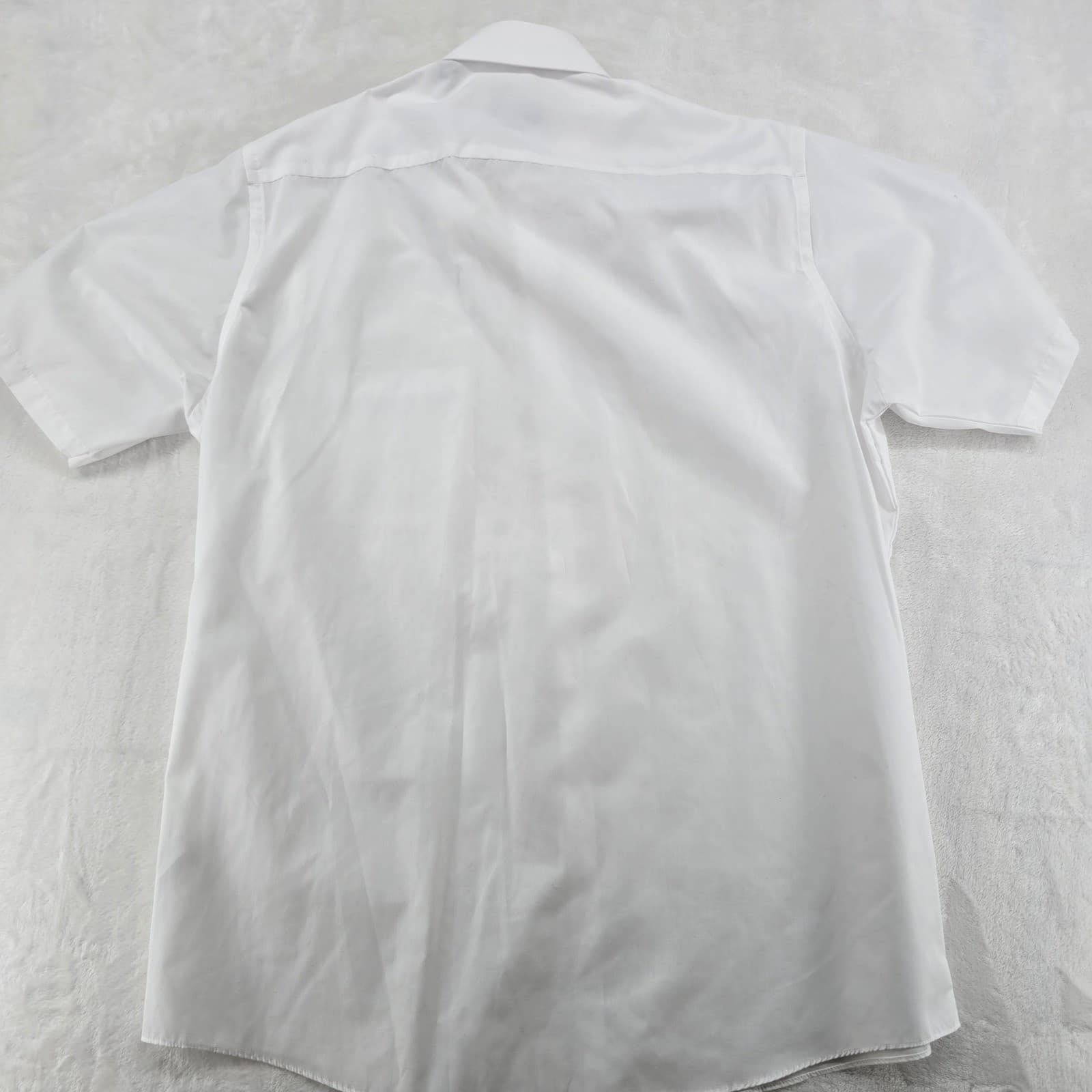 Van Heusen Button Up Mens L Shirt White Regular Fit Wrinkle Free Short Sleeve - Thumbnail 6