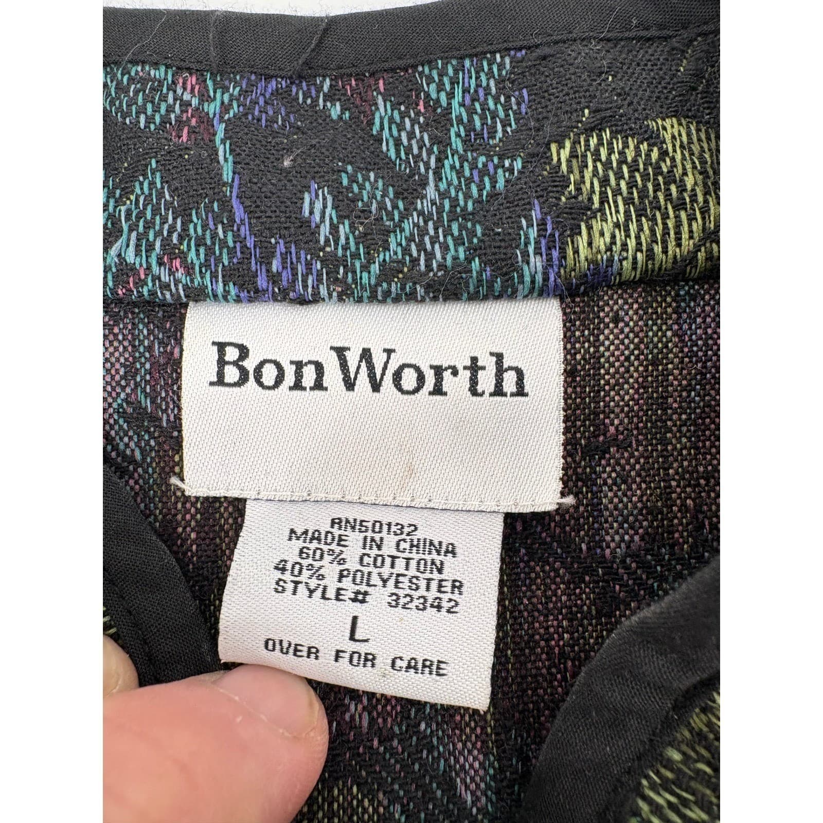 Bon Worth Womens Floral Zip Up Jacket Size L - Thumbnail 4