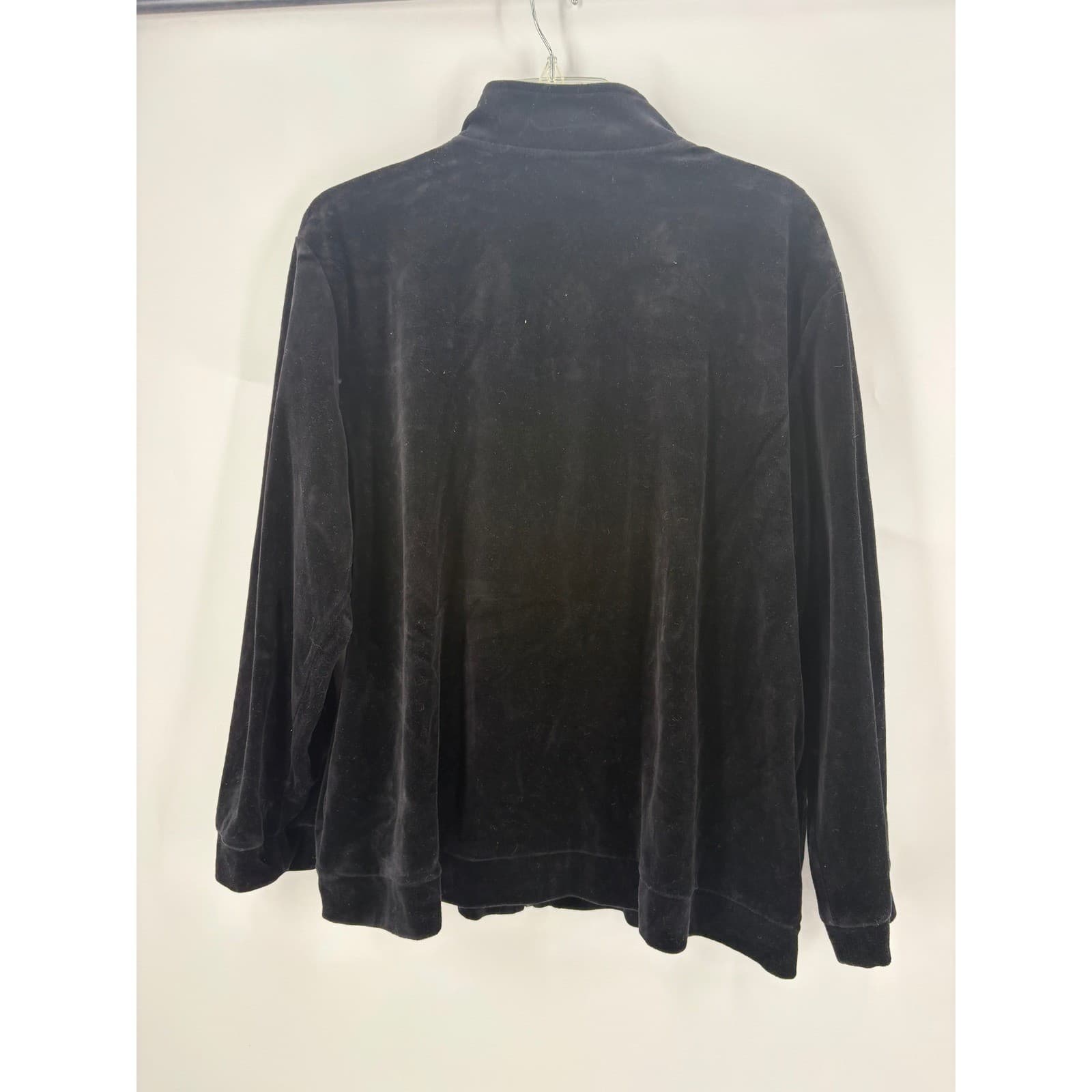 Alfred Dunner Black Velour Zip Front Jacket Floral Embellishment Women's Size 18 - Thumbnail 3