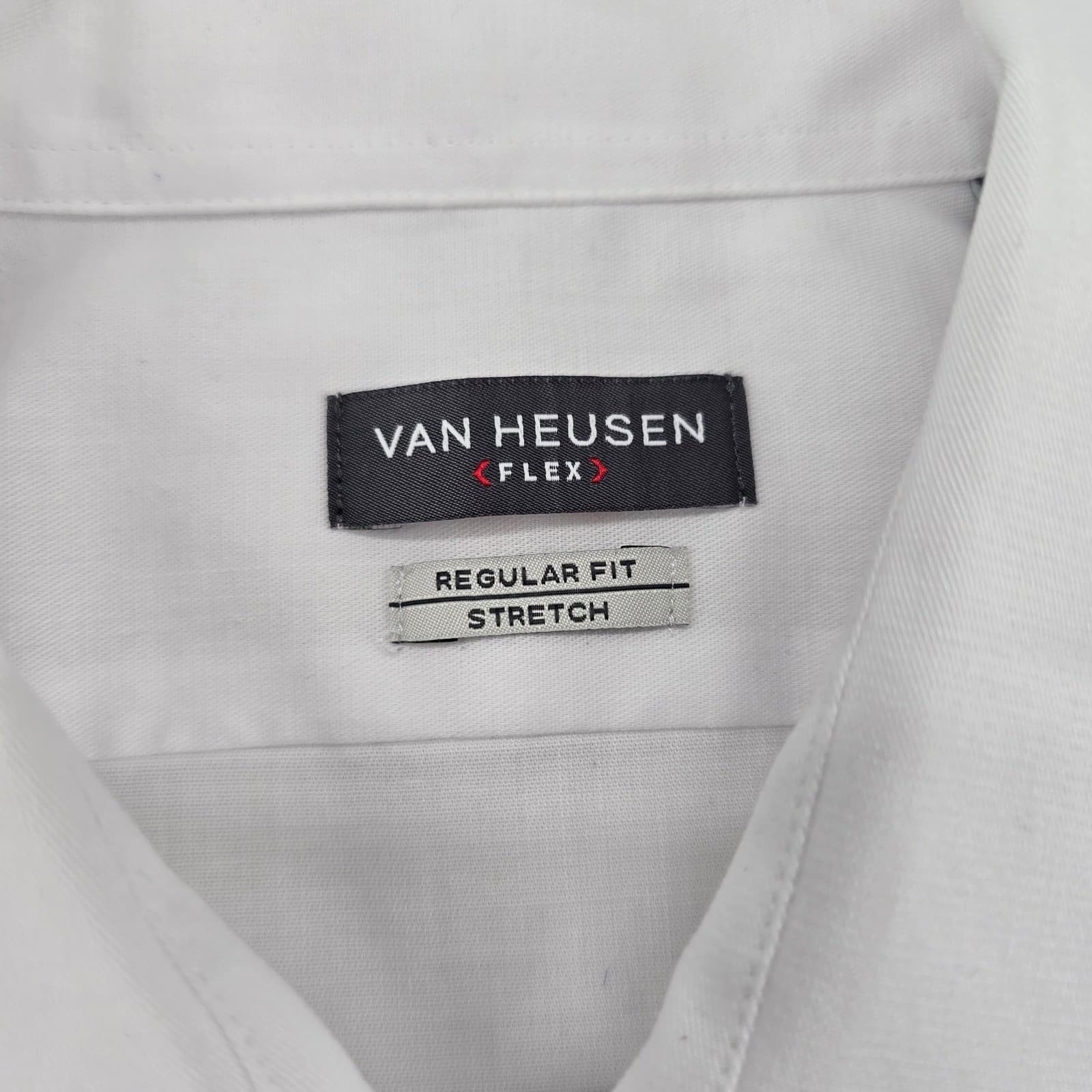 Van Heusen Dress Shirt Mens L White Flex Regular Fit Stretch Button Down - Thumbnail 2