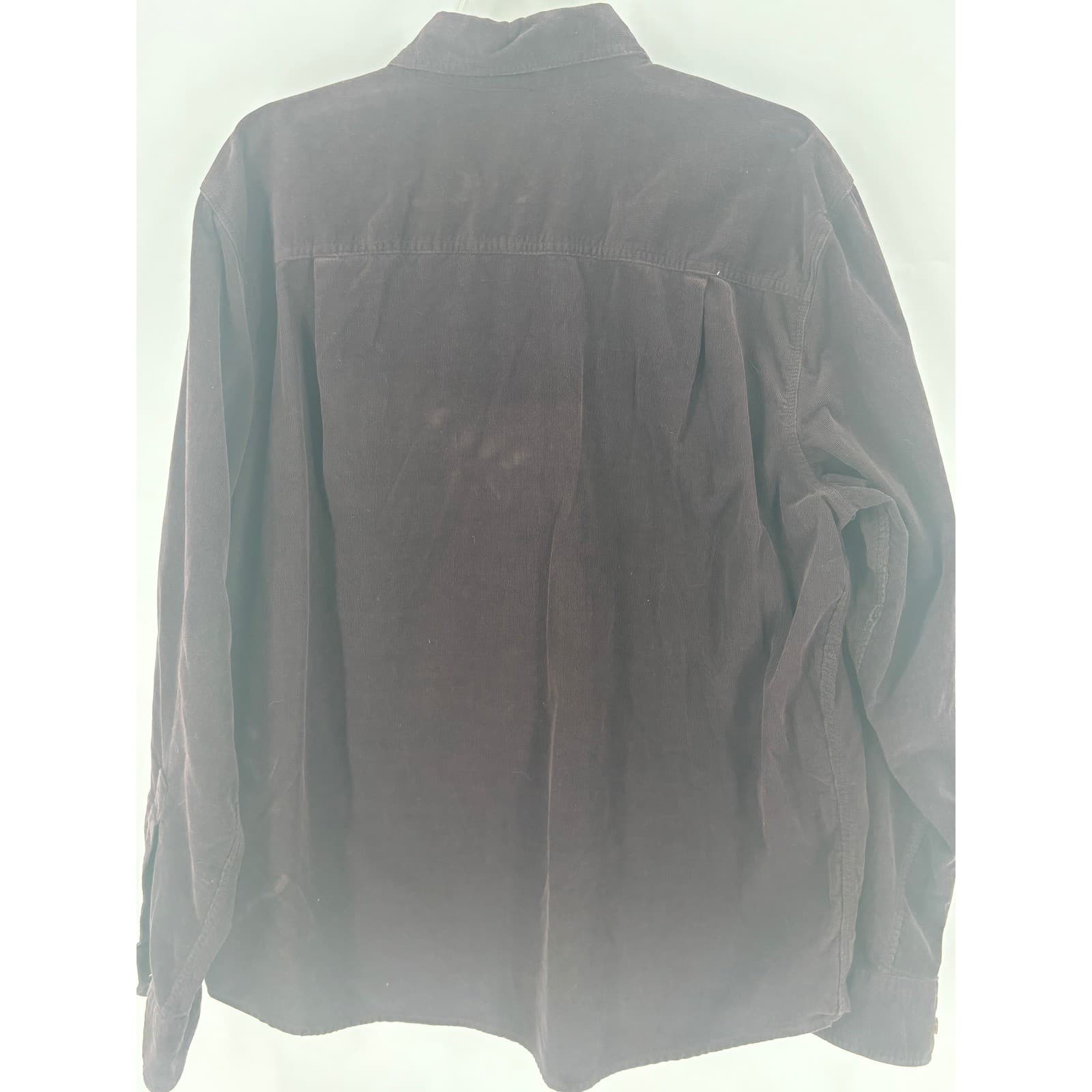 Woolrich Corduroy Shirt Mens Large L Button Down Brown Long Sleeve Cotton 22998 - Thumbnail 3