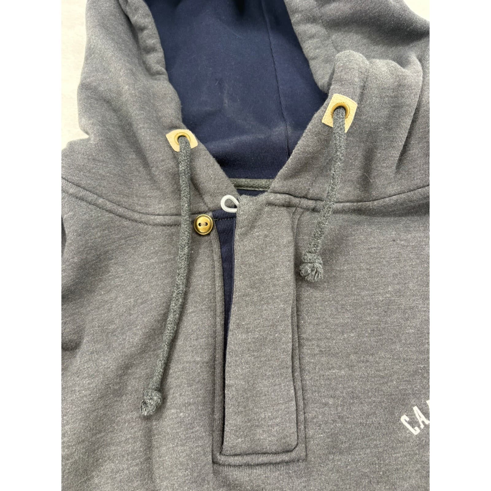 Cuffy's Hoodie Mens Large Hoodie Gray Cape Cod Embroidered Button Neck - Thumbnail 4
