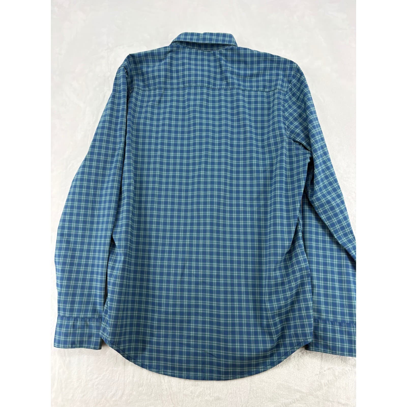 St. John's Bay Shirt Mens M Button Front Blue Plaid Classic Fit Long Sleeve - Thumbnail 5