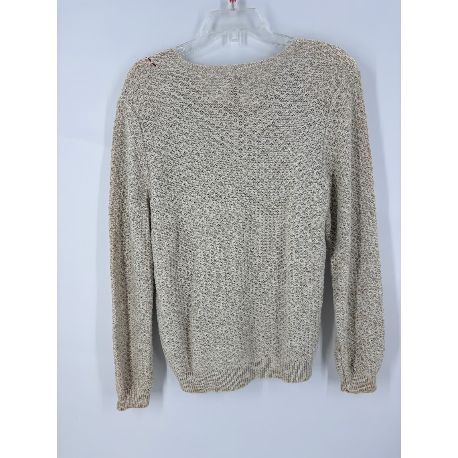 Alfred Dunner Womens Cardigan Sweater Beige Patchwork Floral Embroidered Size M - Thumbnail 3