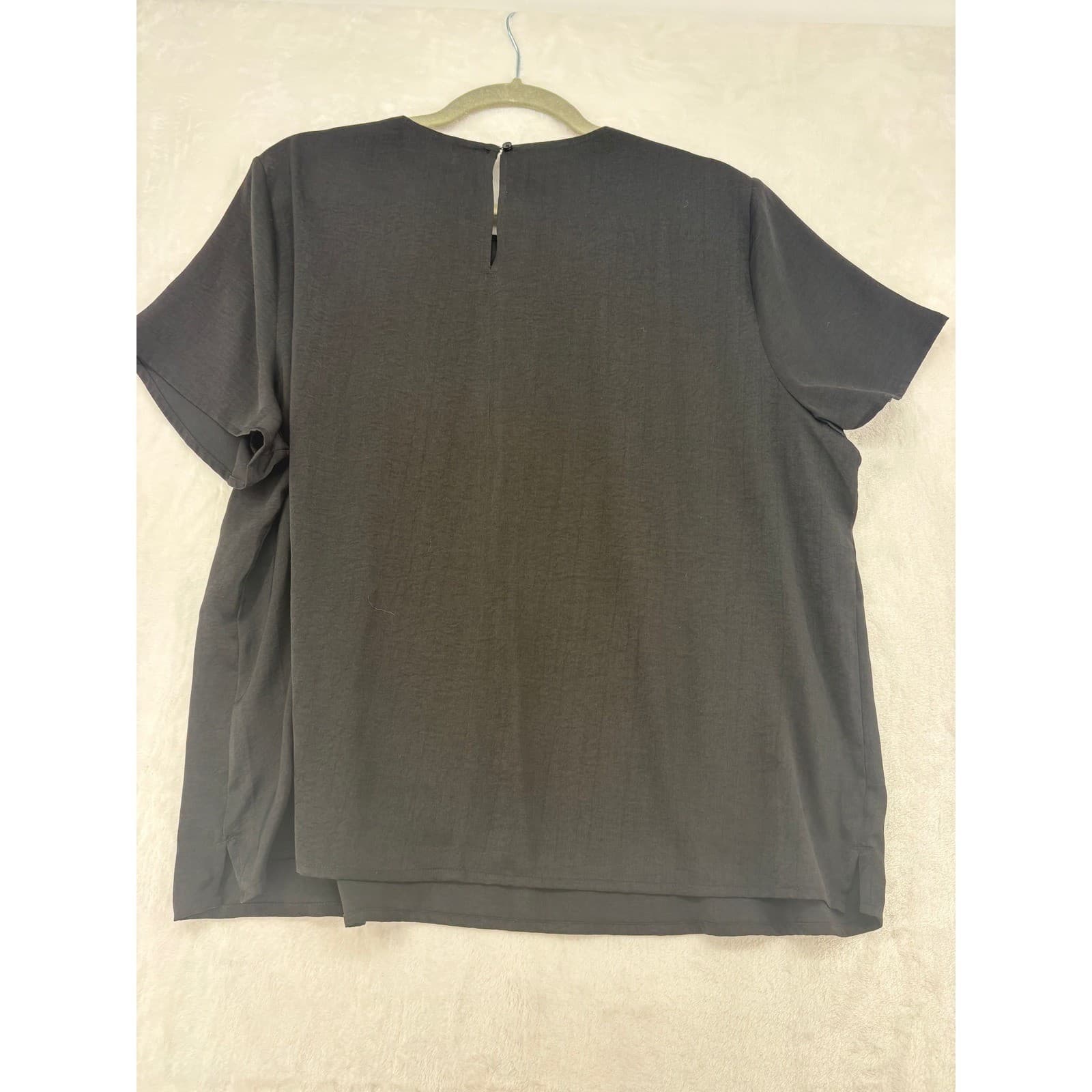 Banana Republic Blouse Womens XL Petite Top Black Short Sleeve Textured - Thumbnail 6