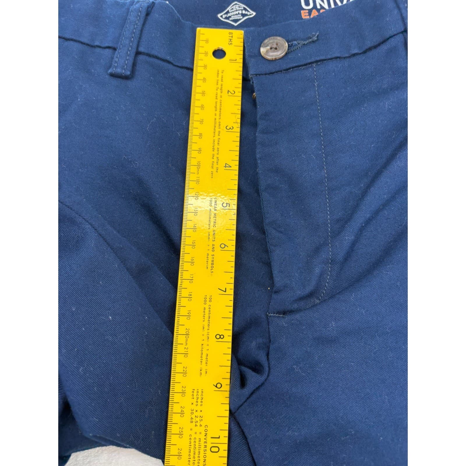 St. Johns Bay Pants Mens 32x30 Universal Easy-Care Pant Navy Blue Chino Trousers - Thumbnail 7