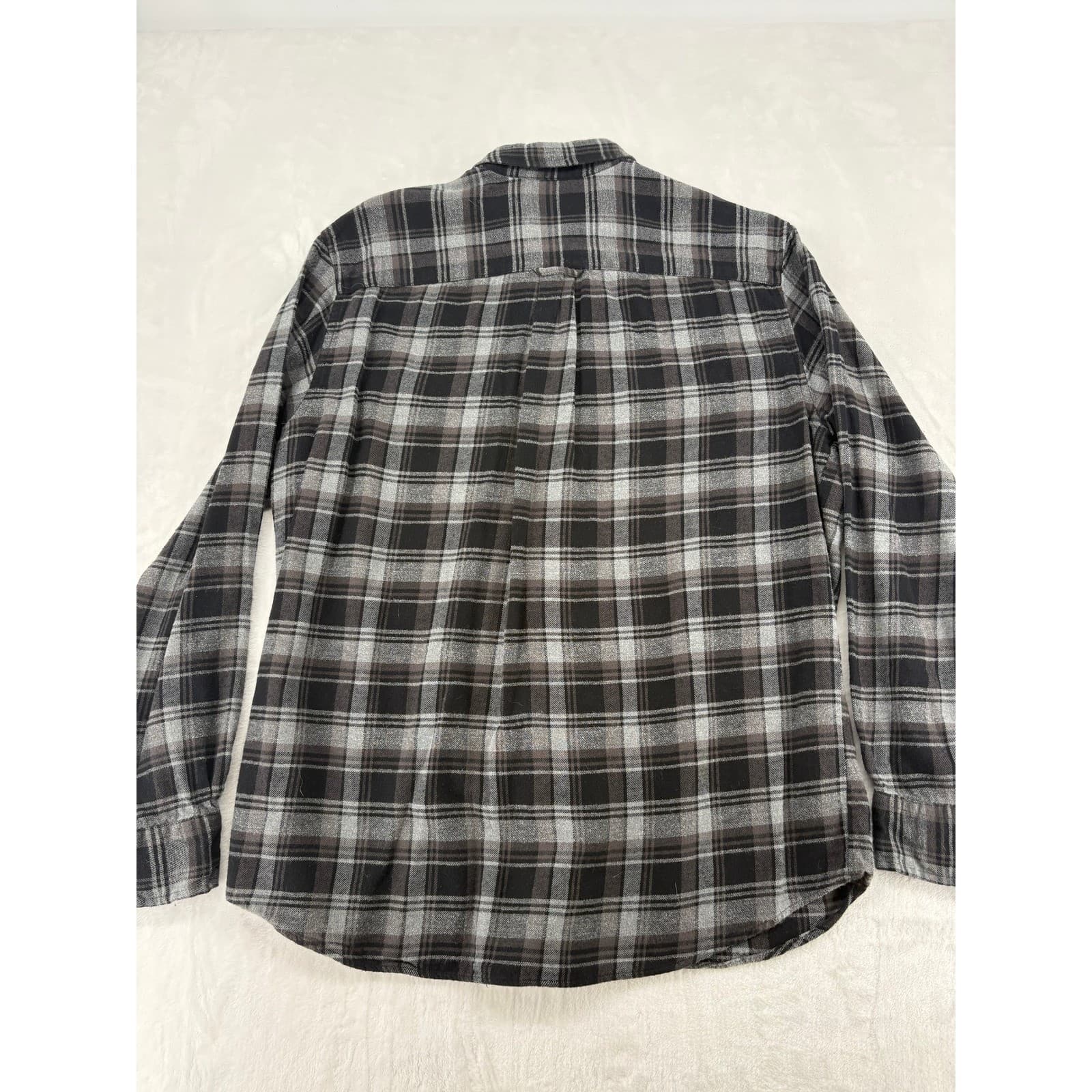 Saddlebred Flannel Shirt Mens L Button Down Black Gray Plaid Classic Fit Cotton - Thumbnail 6