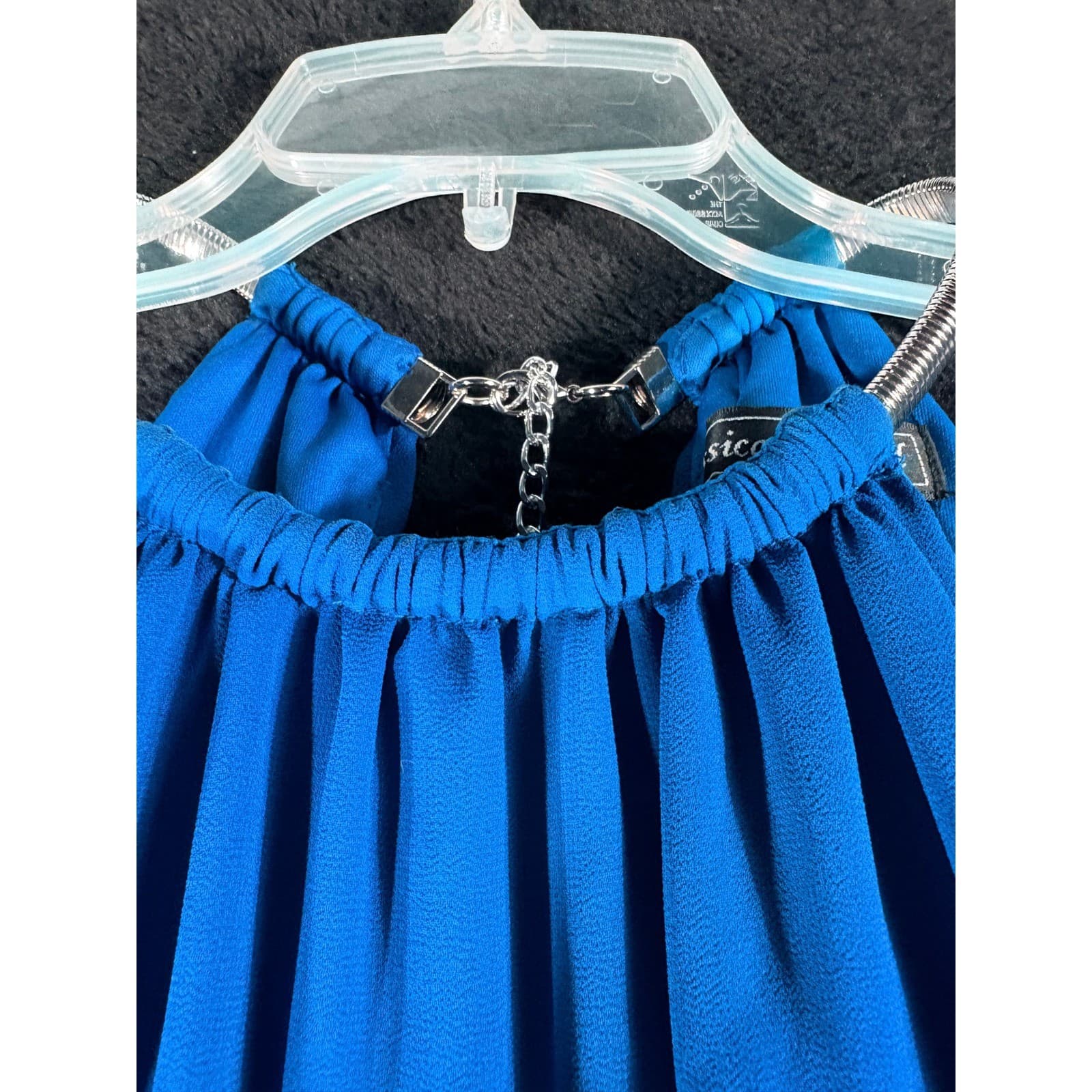 Jessica Howard Women's Blue Halter Neck Sleeveless Party Dress Size 10P - Thumbnail 2