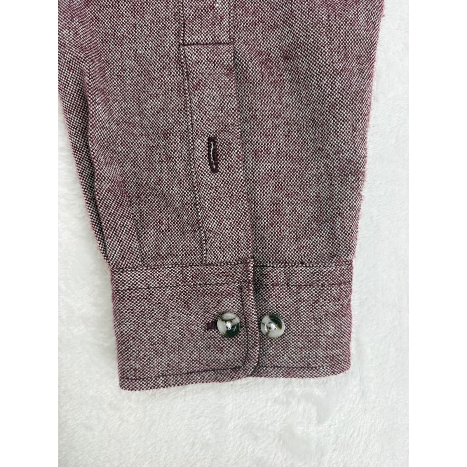 John Blair Shirt Mens L Button Front Burgundy Marl Long Sleeve Acrylic Flannel - Thumbnail 5