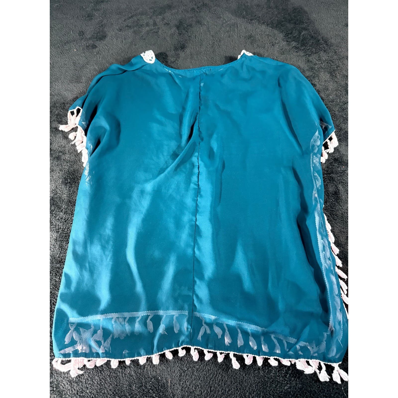 Cpokrtwso Women's Crochet Chiffon Tassel Swimsuit Cover Up Size L-1x - Thumbnail 6