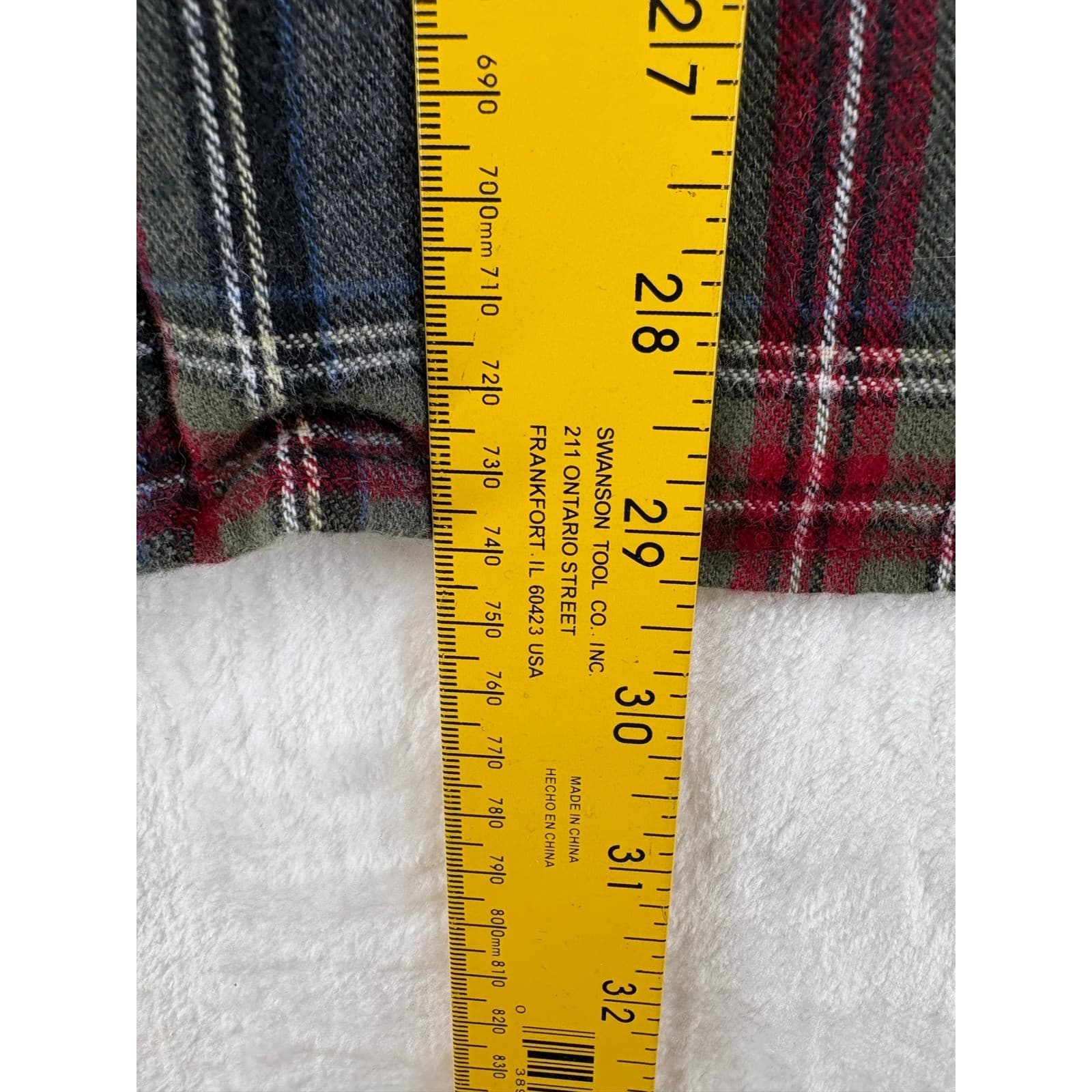 L.L. Bean Flannel Shirt Mens Medium Shirt Grey Red Plaid Traditional Fit 228061 - Thumbnail 4