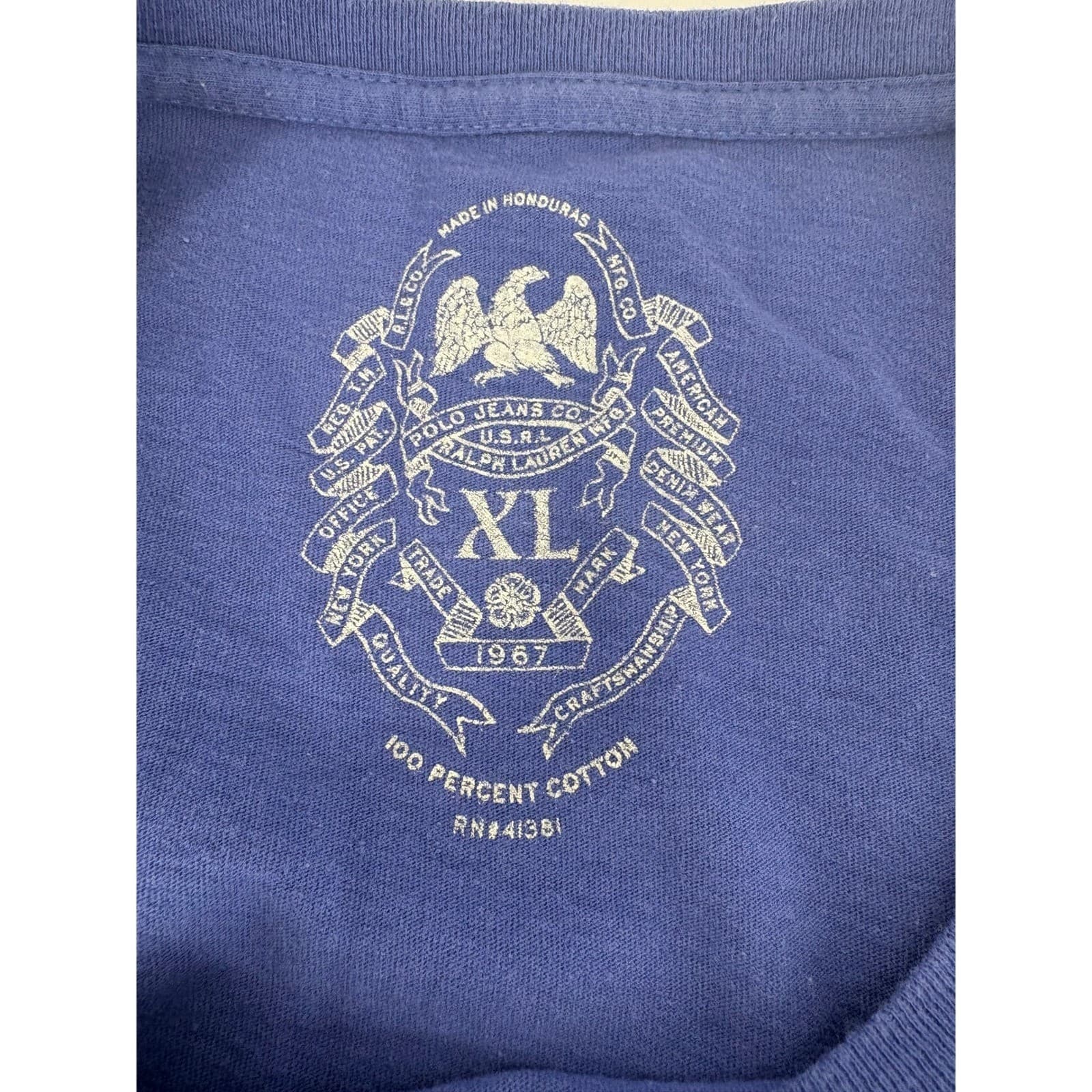 Polo Jeans Co Ralph Lauren Mens XL Blue Graphic T Shirt Torch Spell Out Cotton - Thumbnail 4
