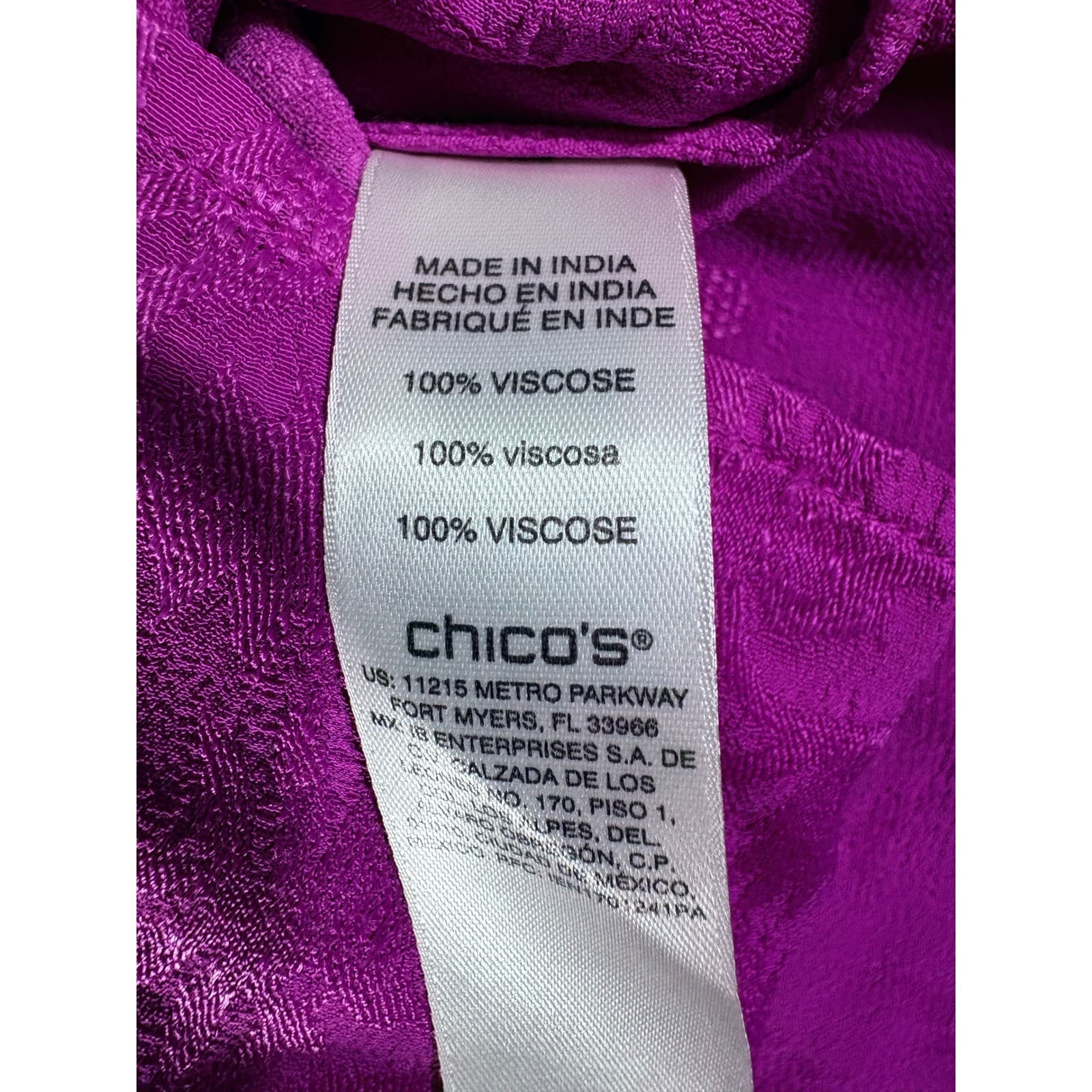 Chico's Pink Purple Ombre Floral Button Down 3/4 Sleeve Tunic Top Women's - Thumbnail 3