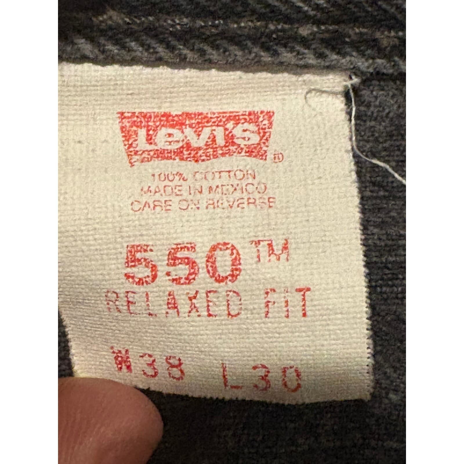 Levi's 550 Jeans Mens 38x30 Black Wash Denim Relaxed Fit Vintage 1999 38 - Thumbnail 2