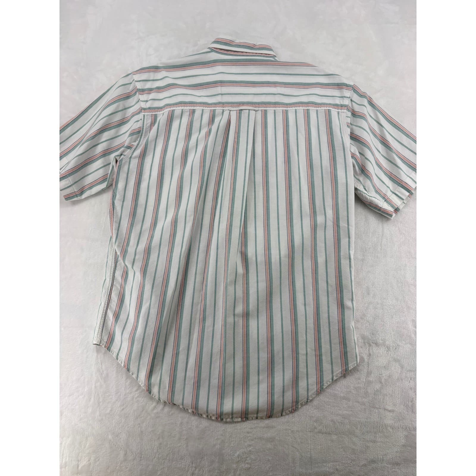Dockers Shirt Mens M Short Sleeve Button Down White Green Pink Striped Cotton - Thumbnail 6