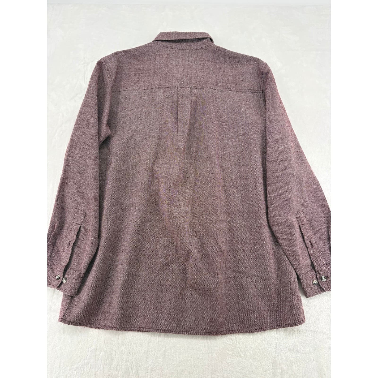 John Blair Shirt Mens L Button Front Burgundy Marl Long Sleeve Acrylic Flannel - Thumbnail 6