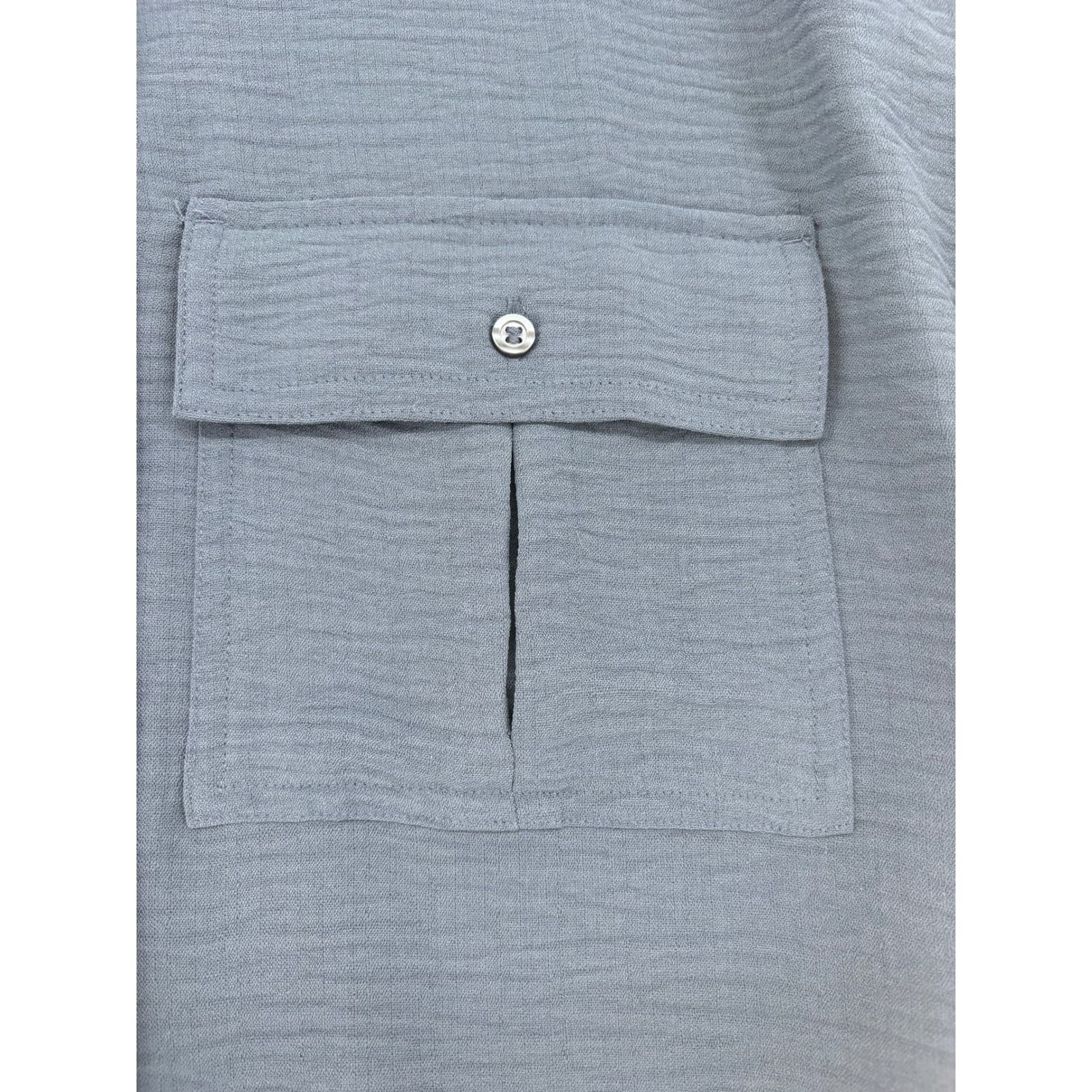Worthington Button Front Womens PXL Shirt Navy Blue Cropped Short Sleeve Pockets - Thumbnail 5