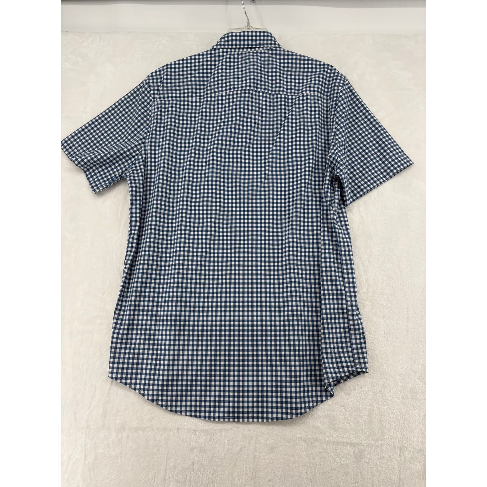St. John's Bay Shirt Mens Medium Button Down Blue Gingham Short Sleeve Stretch - Thumbnail 6