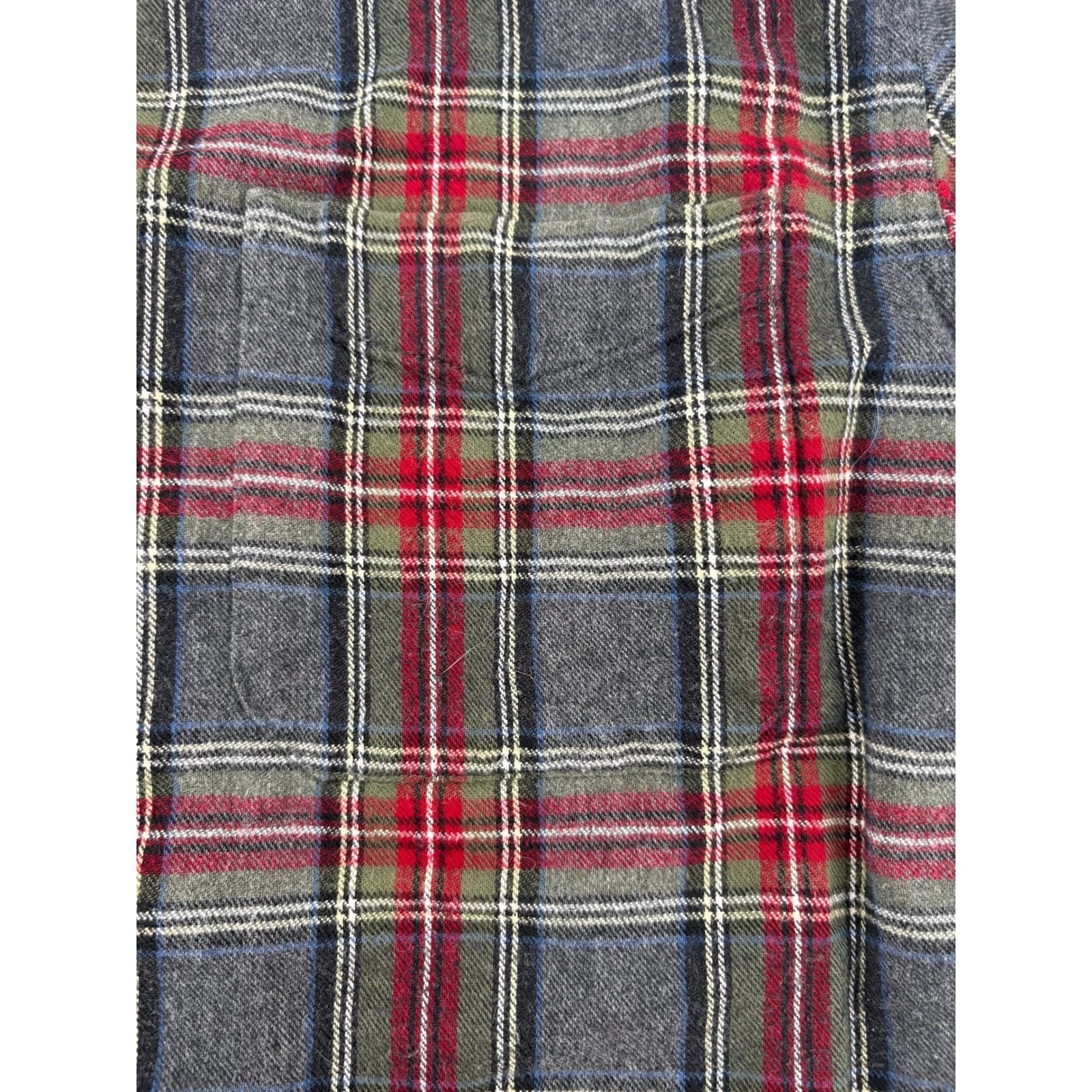 L.L. Bean Flannel Shirt Mens Medium Shirt Grey Red Plaid Traditional Fit 228061 - Thumbnail 5