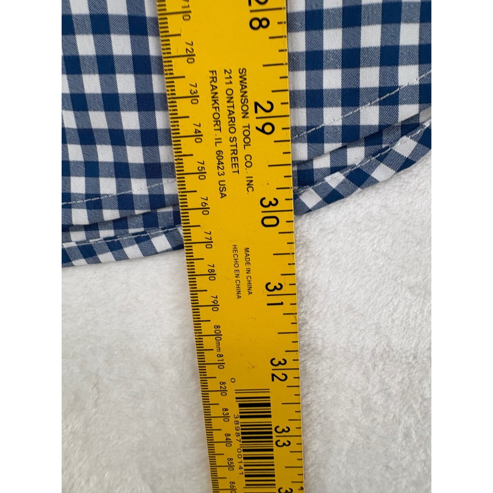 St. John's Bay Shirt Mens Medium Button Down Blue Gingham Short Sleeve Stretch - Thumbnail 4