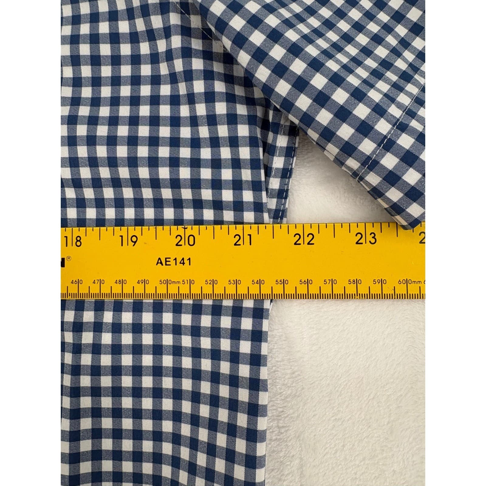 St. John's Bay Shirt Mens Medium Button Down Blue Gingham Short Sleeve Stretch - Thumbnail 3