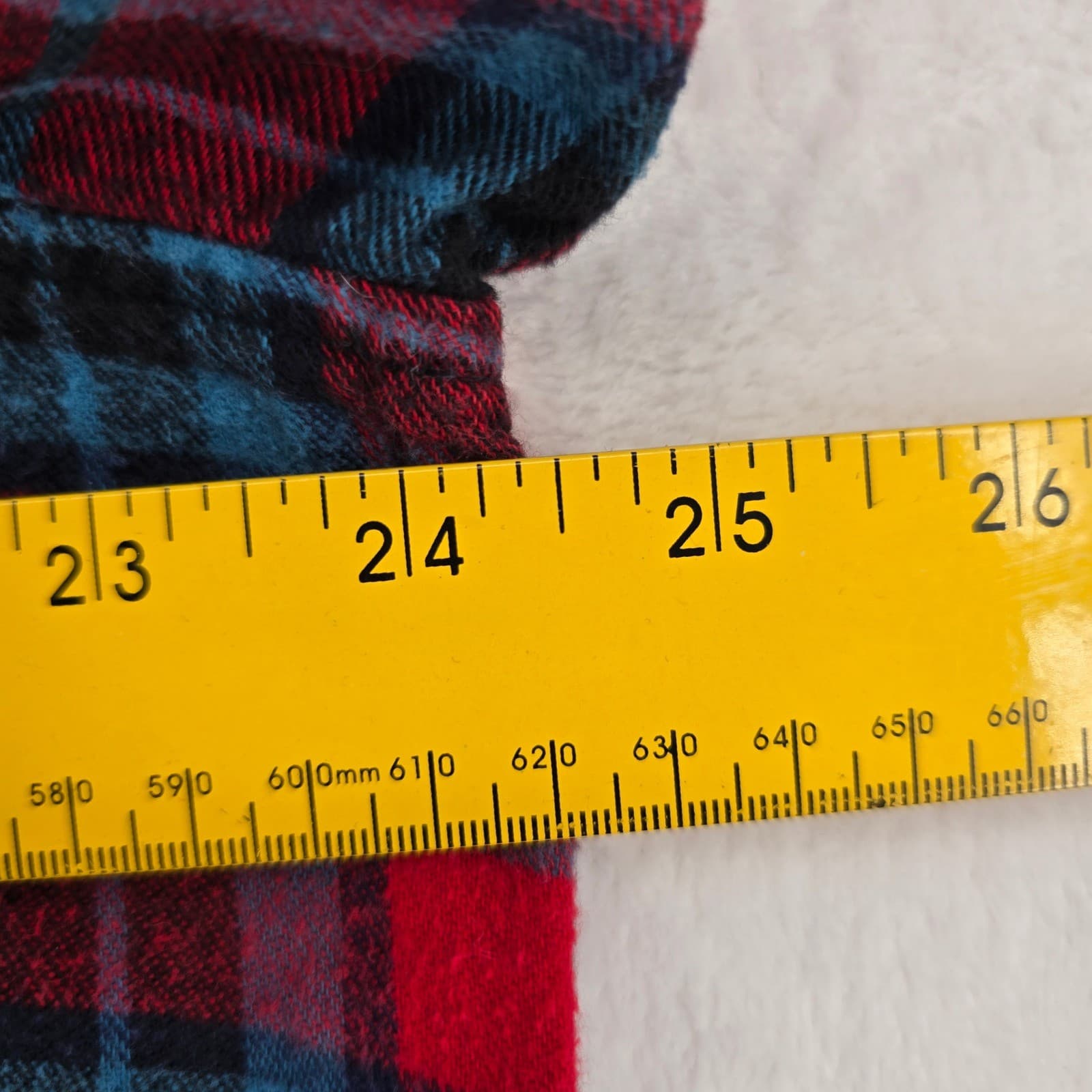 L.L. Bean Flannel Shirt Mens XL Pet Button Down Red Blue Plaid Pajama Top - Thumbnail 3