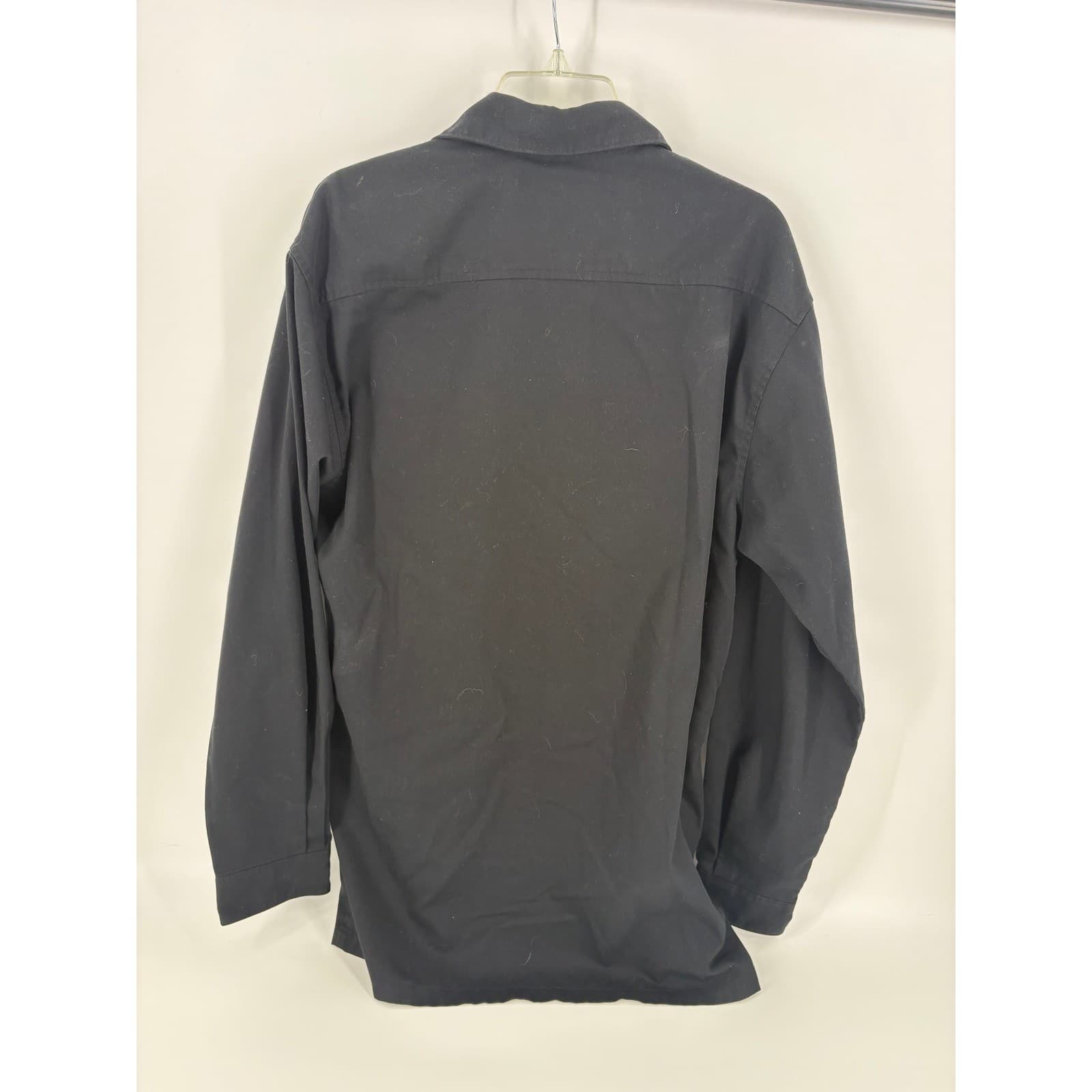 Carhartt Mens L Tall Work Shirt Long Sleeve Button Front Black Uniform Shirt - Thumbnail 2