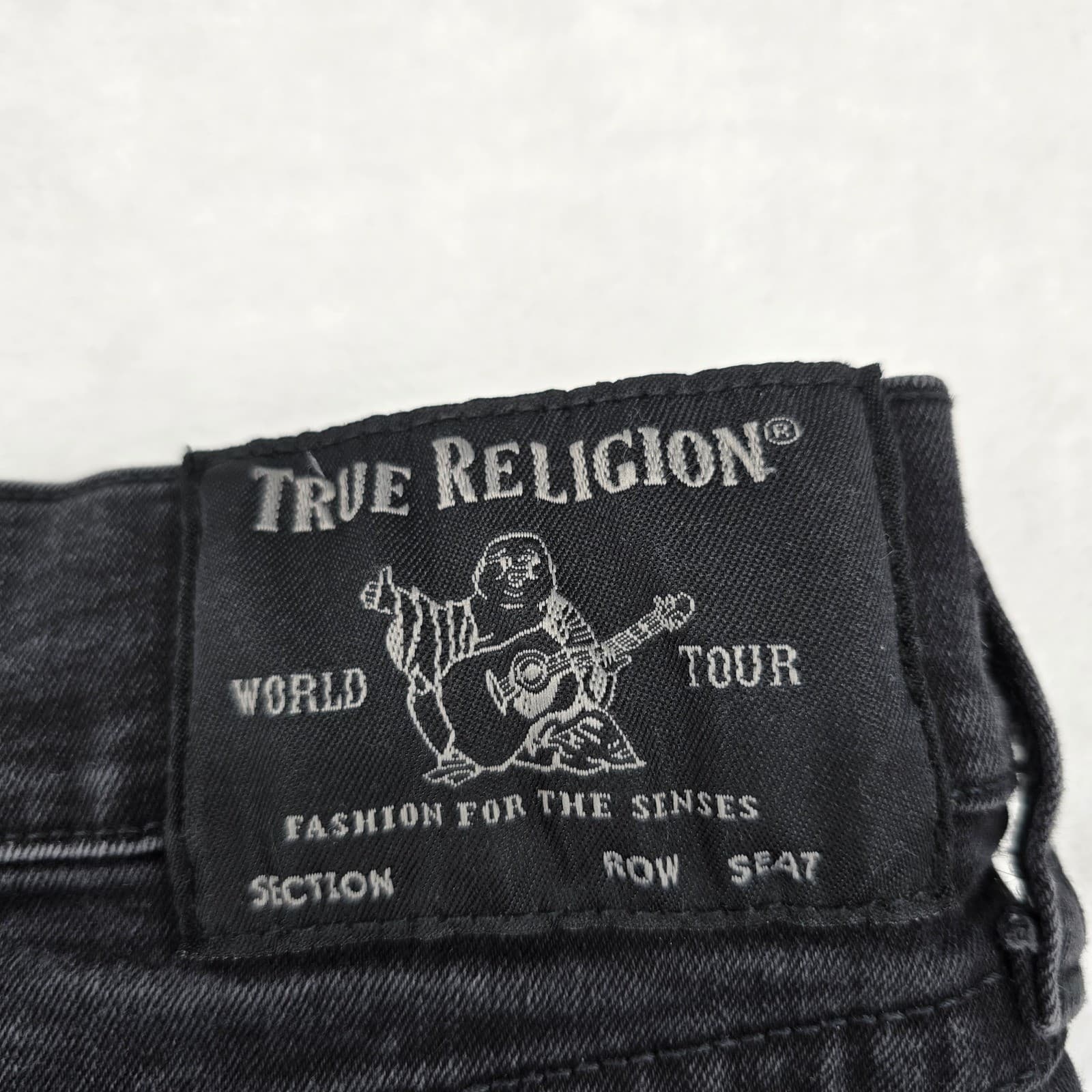 True Religion Rocco Mens 38 Relaxed Skinny Jeans Black Faded Flap Pocket AE141 - Thumbnail 8