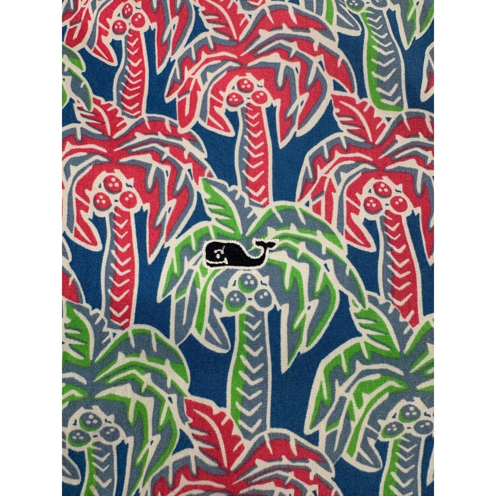 Vineyard Vines Slim Fit Whale Shirt Men's M Palm Tree Print Button Down Cotton - Thumbnail 6
