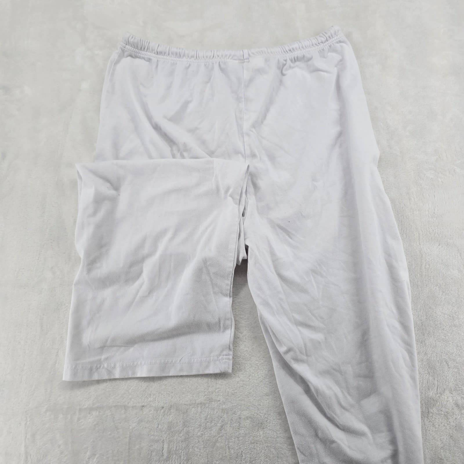 Orvis Pajama Pants Womens L Sleep Pants White Elastic Drawstring Cotton Blend - Thumbnail 7