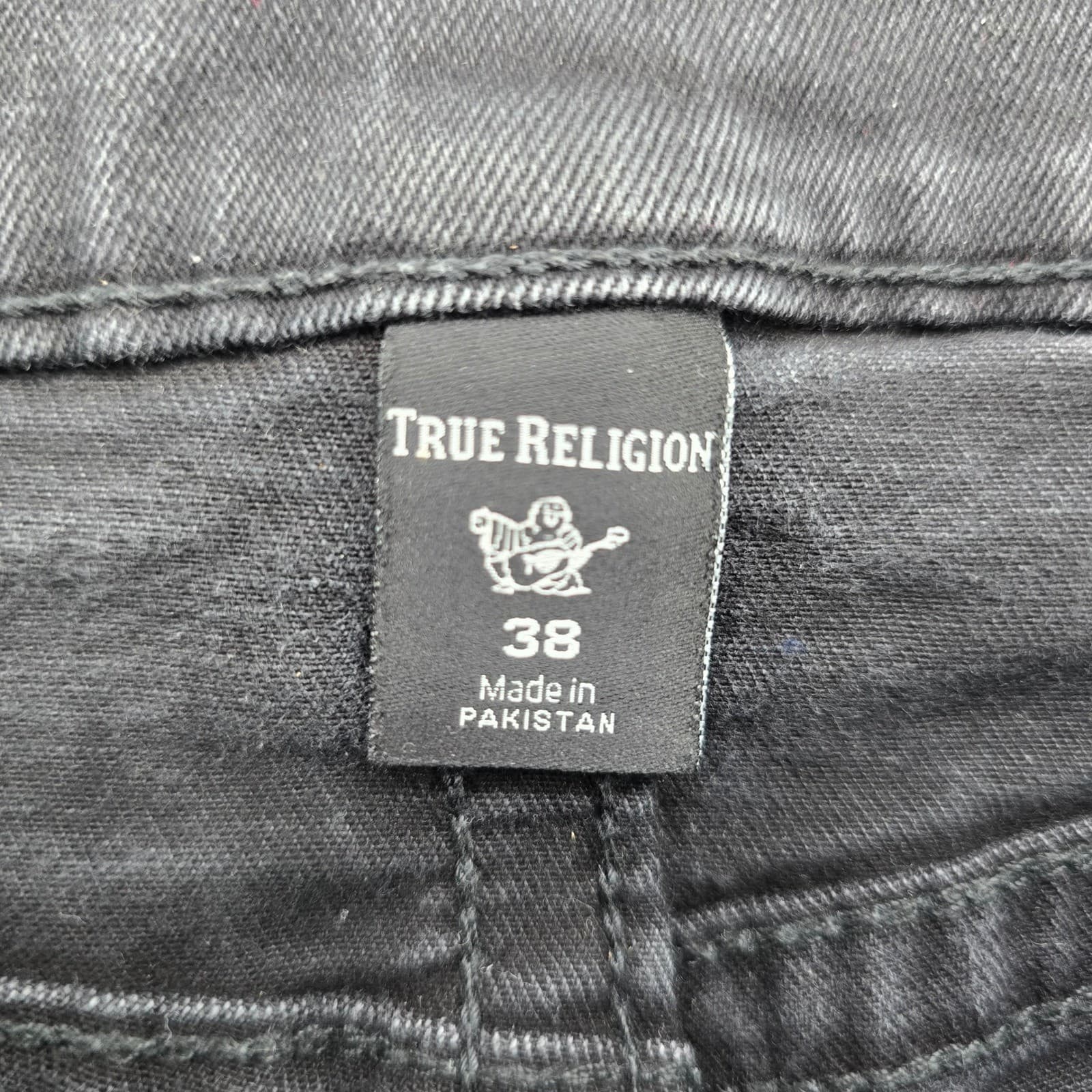 True Religion Rocco Mens 38 Relaxed Skinny Jeans Black Faded Flap Pocket AE141 - Thumbnail 2