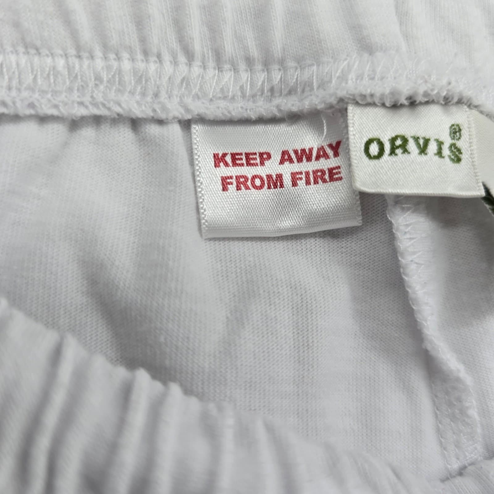 Orvis Pajama Pants Womens L Sleep Pants White Elastic Drawstring Cotton Blend - Thumbnail 3