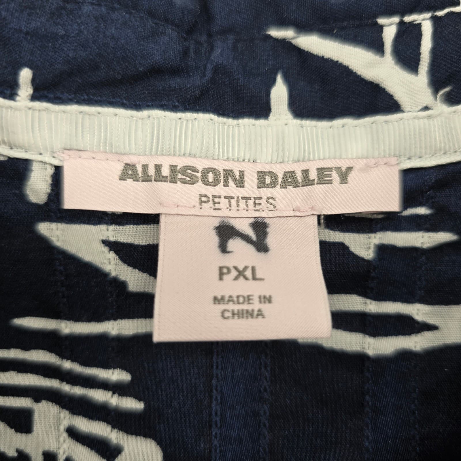 Allison Daley Shirt Womens PXL Button Down Navy White Nautical Sailboat Print - Thumbnail 2