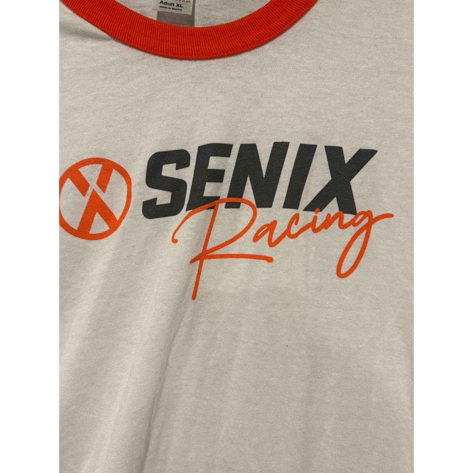 Augusta Sportswear T-Shirt Mens XL White Orange Senix Racing Ringer Tee XL - Thumbnail 3