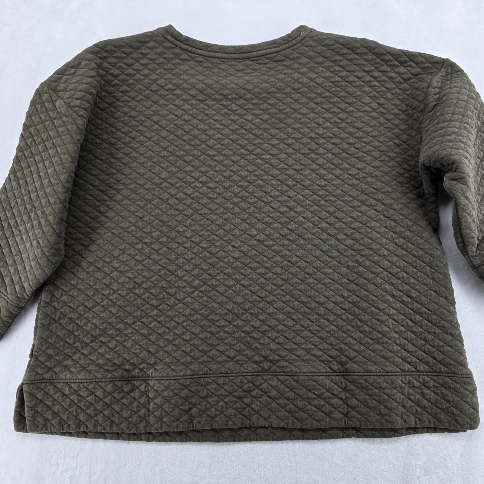 Lands' End Sweatshirt Womens XL/P Pullover Green Quilted Crewneck 6922 - Thumbnail 7