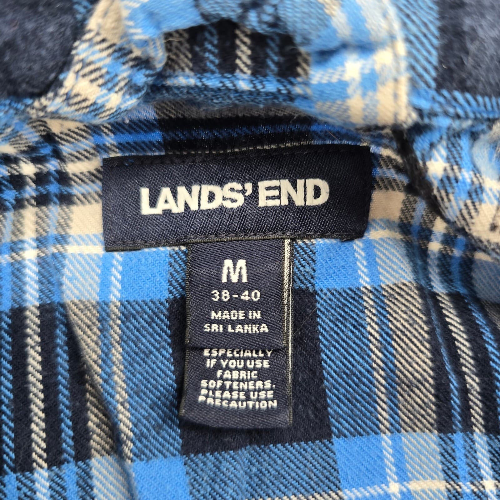 Lands' End Pajama Set Womens M Pajama Set Blue Plaid Flannel 100% Cotton M 38-40 - Thumbnail 2