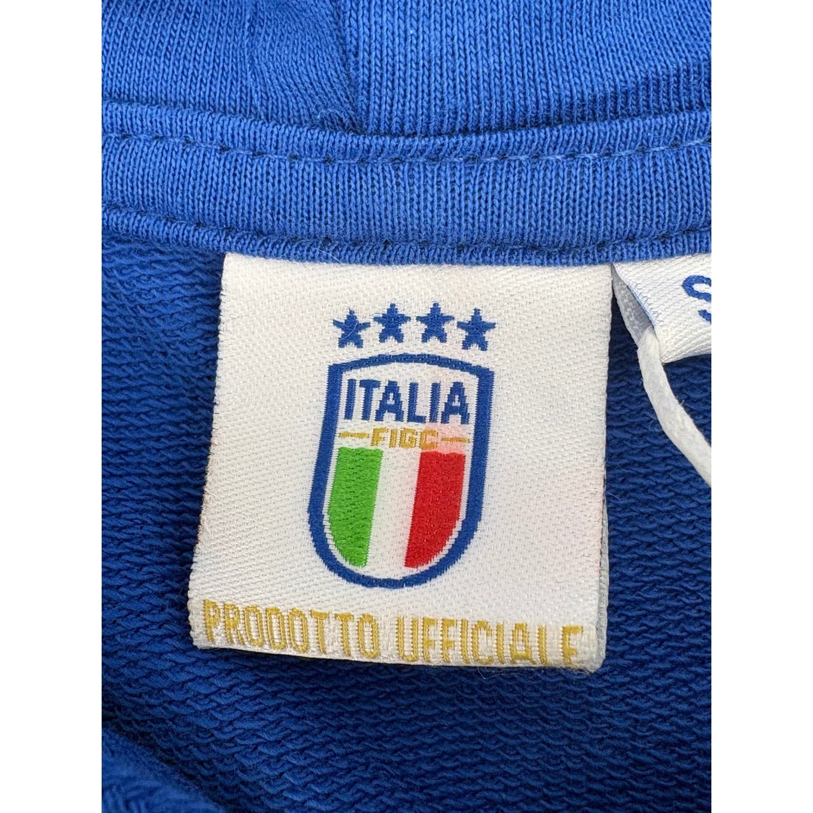 Official Italia Mens Soccer Football Hooded Sweatshirt Hoodie Blue Size S - Thumbnail 4