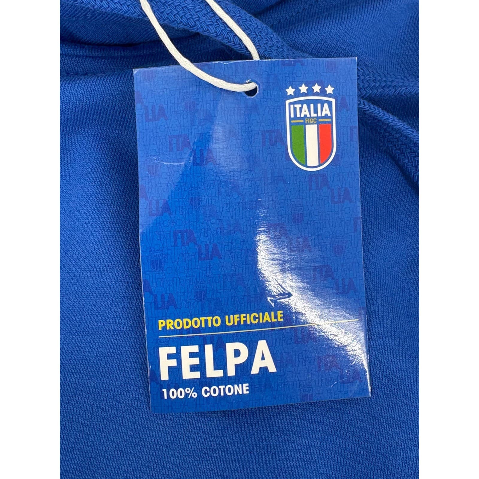 Official Italia Mens Soccer Football Hooded Sweatshirt Hoodie Blue Size S - Thumbnail 6