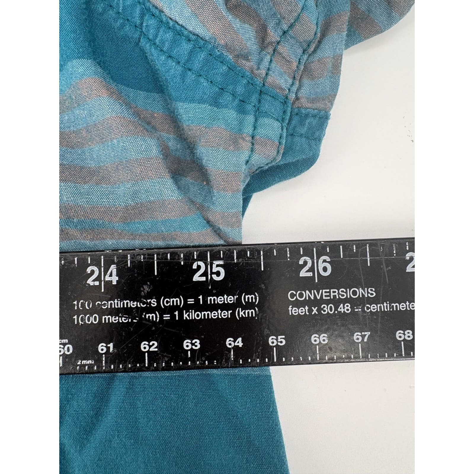 The North Face Men's Striped Short Sleeve Button Up Shirt XXL Teal Gray - Thumbnail 6