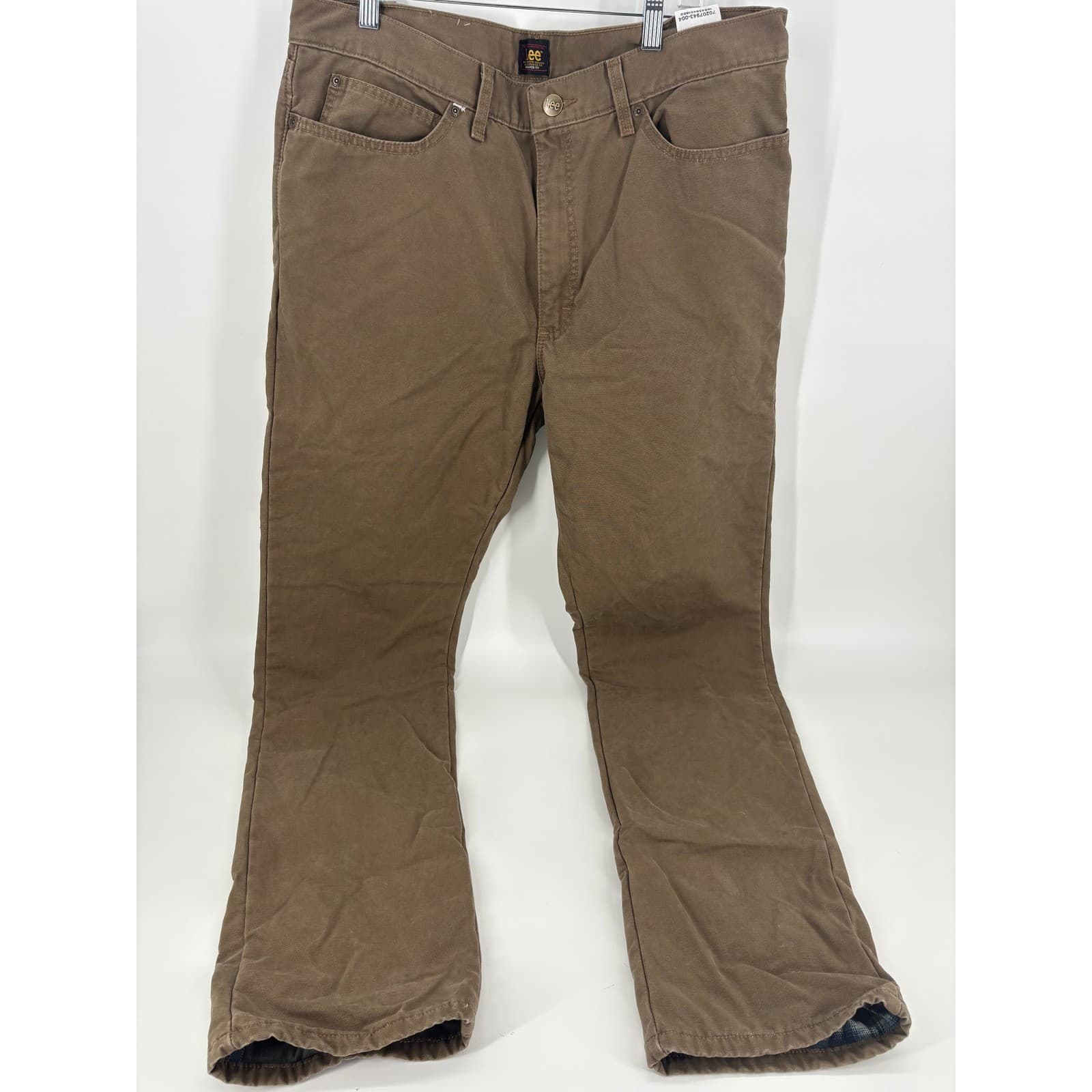 Lee Relaxed Fit Carpenter Pants Men's 36x35 Brown Cotton Blend Lined Workwear - Thumbnail 2